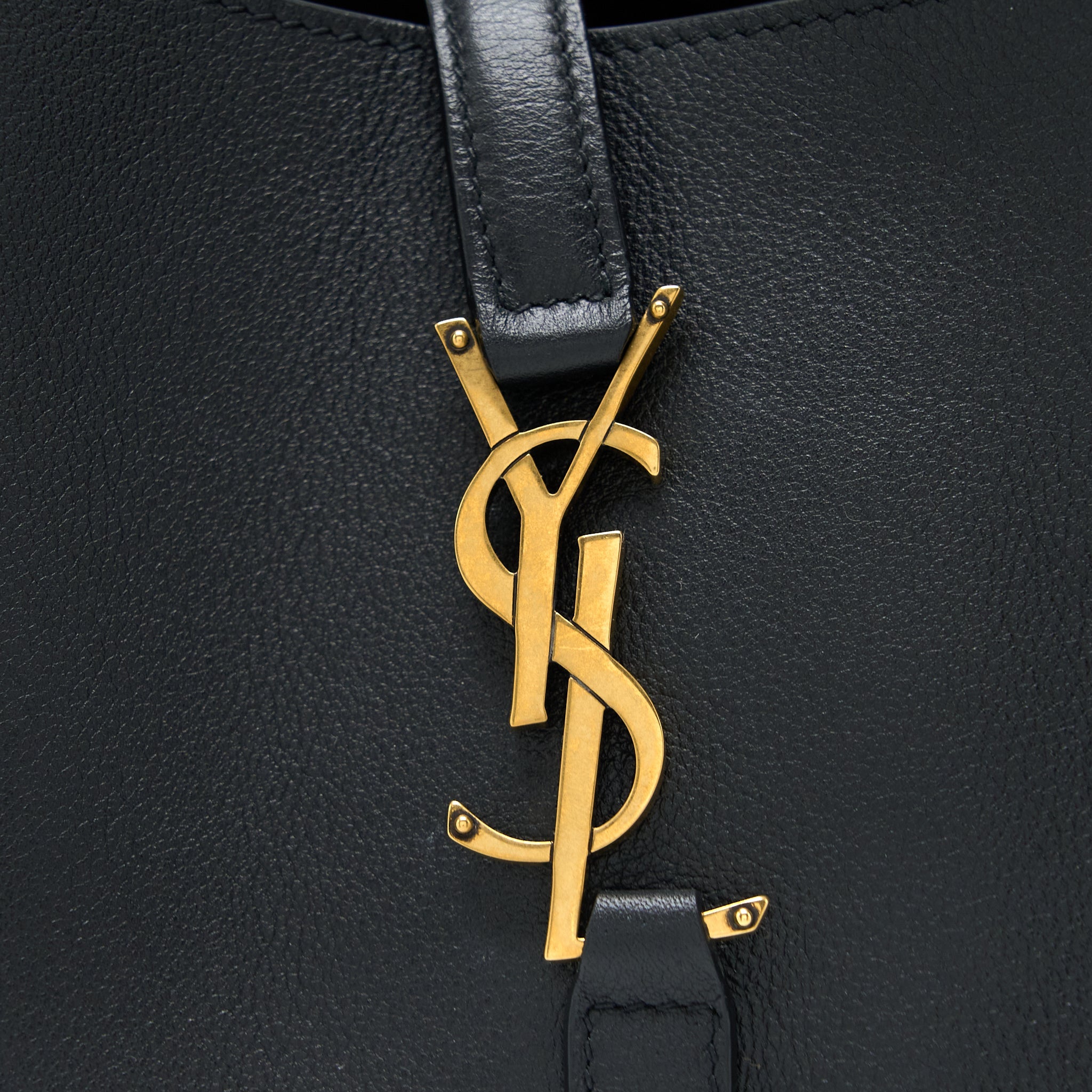 SAINT LAURENT LE 5 A 7 SOFT SMALL BAG IN SMOOTH CALFSKIN BLACK BRUSHED GHW