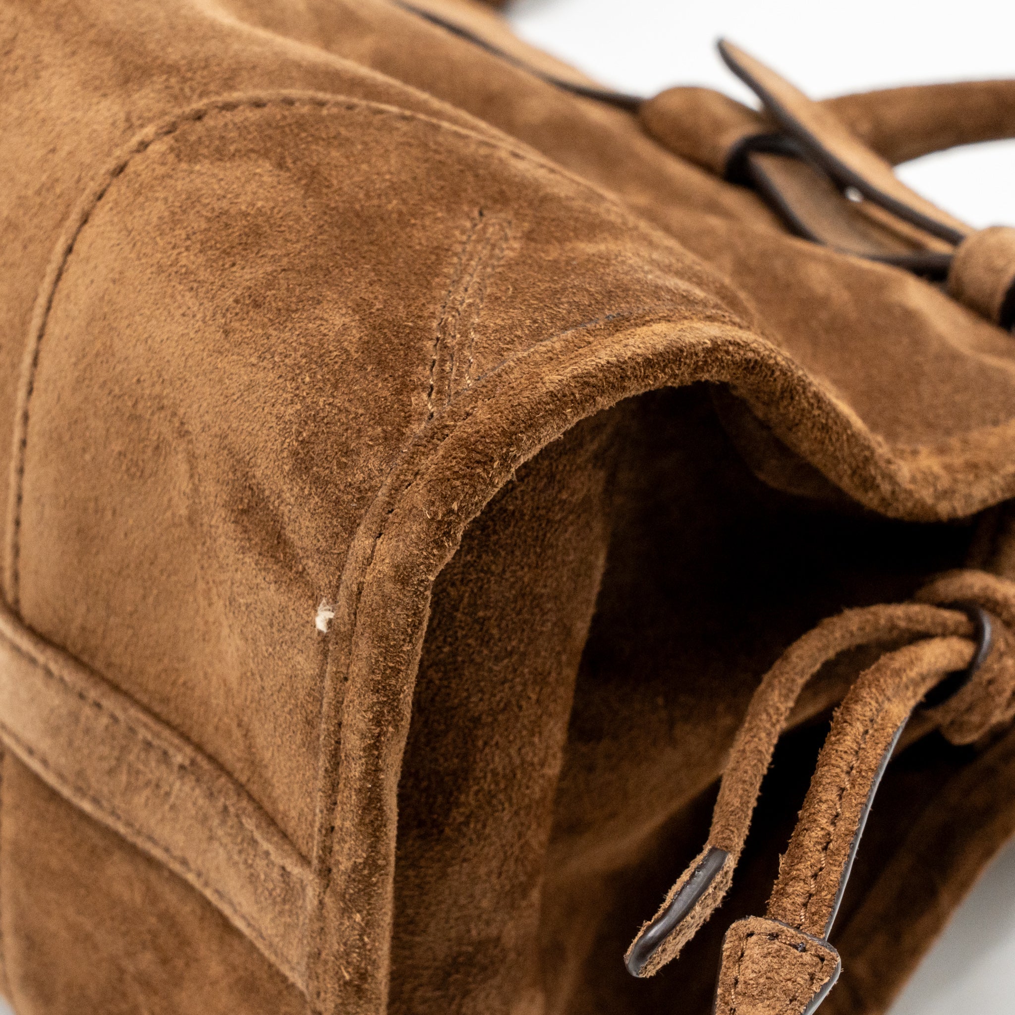 PRADA MEDIUM BONNIE HANDBAG SUEDE LEATHER BROWN GHW