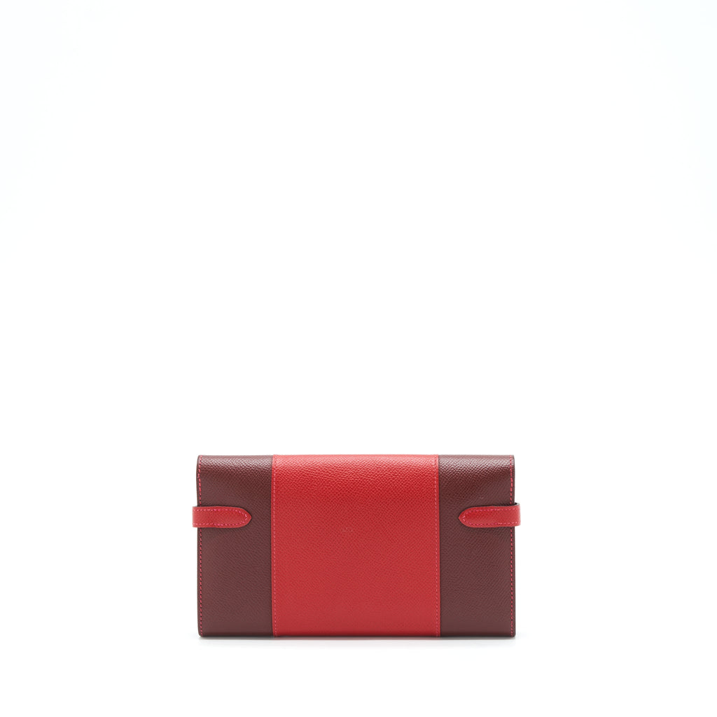 HERMES CLASSIC KELLY LONG WALLET EPSOM LEATHER RED / DARK RED WITH SHW