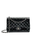 CHANEL CLASSIC FLAP BAG JUMBO PATENT BLACK SHW