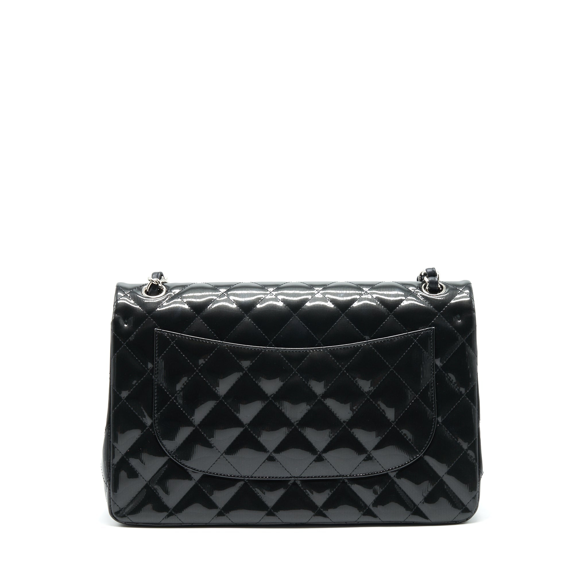 CHANEL CLASSIC FLAP BAG JUMBO PATENT BLACK SHW
