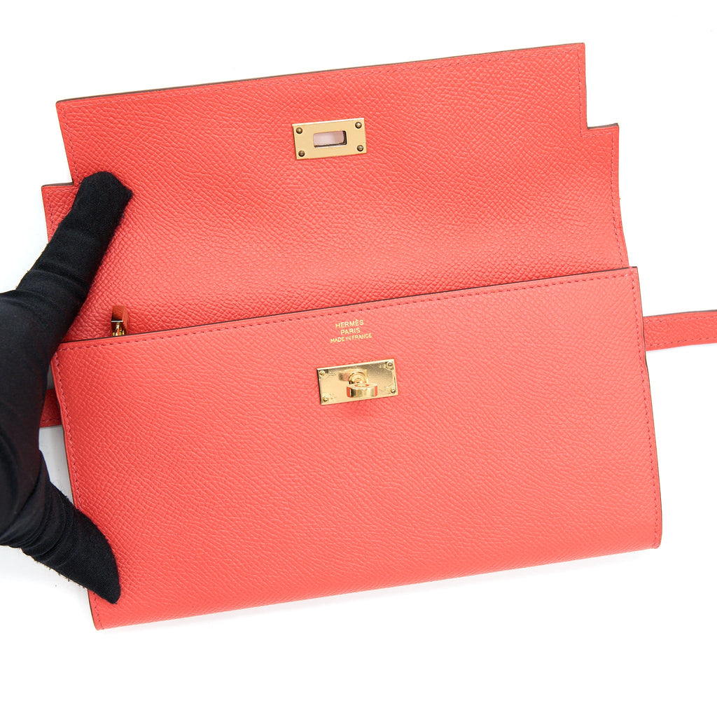 HERMES KELLY LONG WALLET EPSOM ROSE JAIPUR GHW