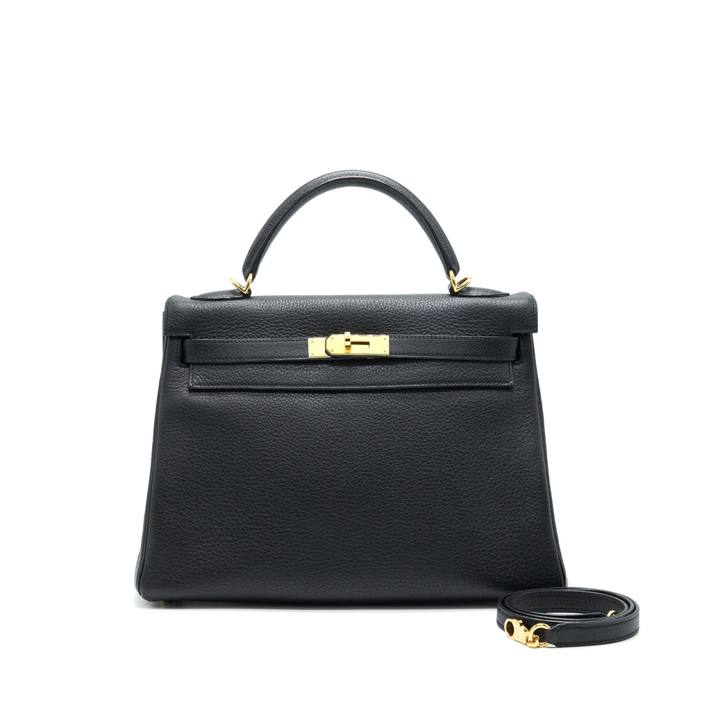 HERMES KELLY 32 BLACK GHW