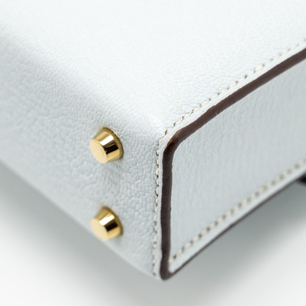 HERMES MINI VERROU CHEVRE MYSORE BLUE BRUME GHW