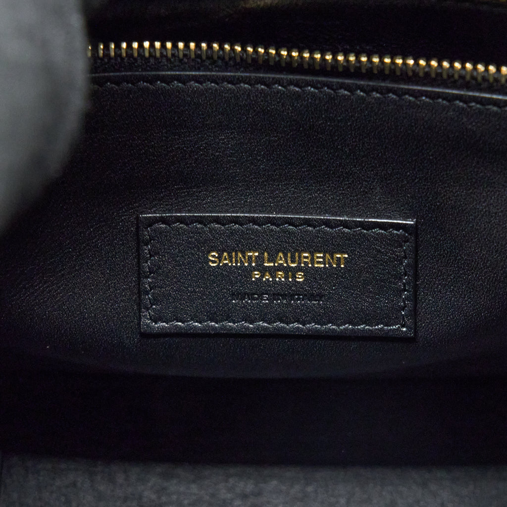 SAINT LAURENT LE 5 A 7 SOFT SMALL BAG IN SMOOTH CALFSKIN BLACK BRUSHED GHW
