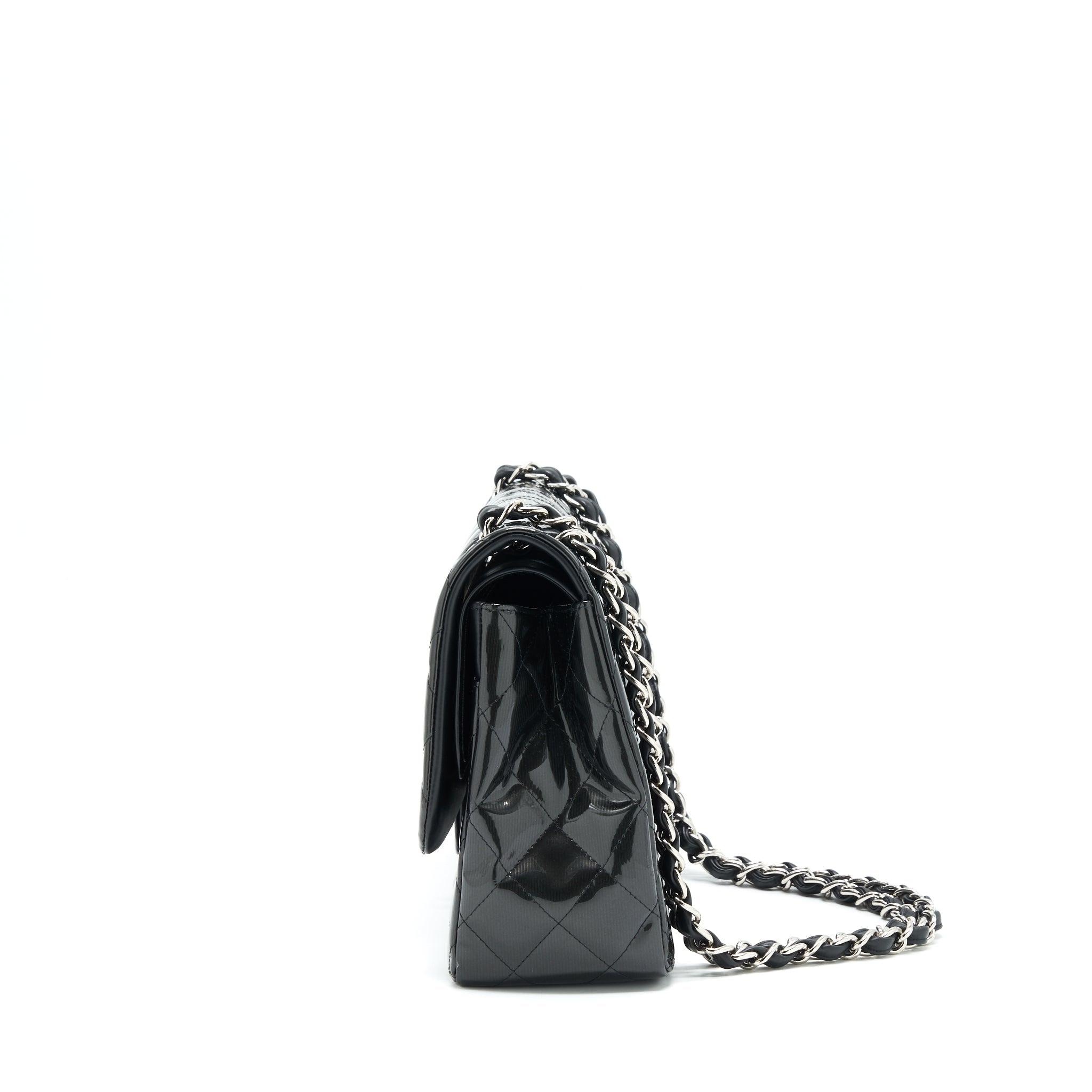 CHANEL CLASSIC FLAP BAG JUMBO PATENT BLACK SHW