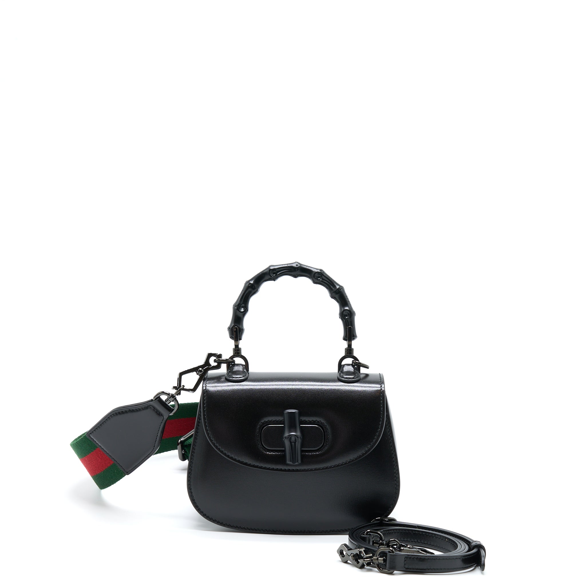 GUCCI BAMBOO 1947 MINI TOP HANDLE BAG BLACK WITH BLACK HARDWARE