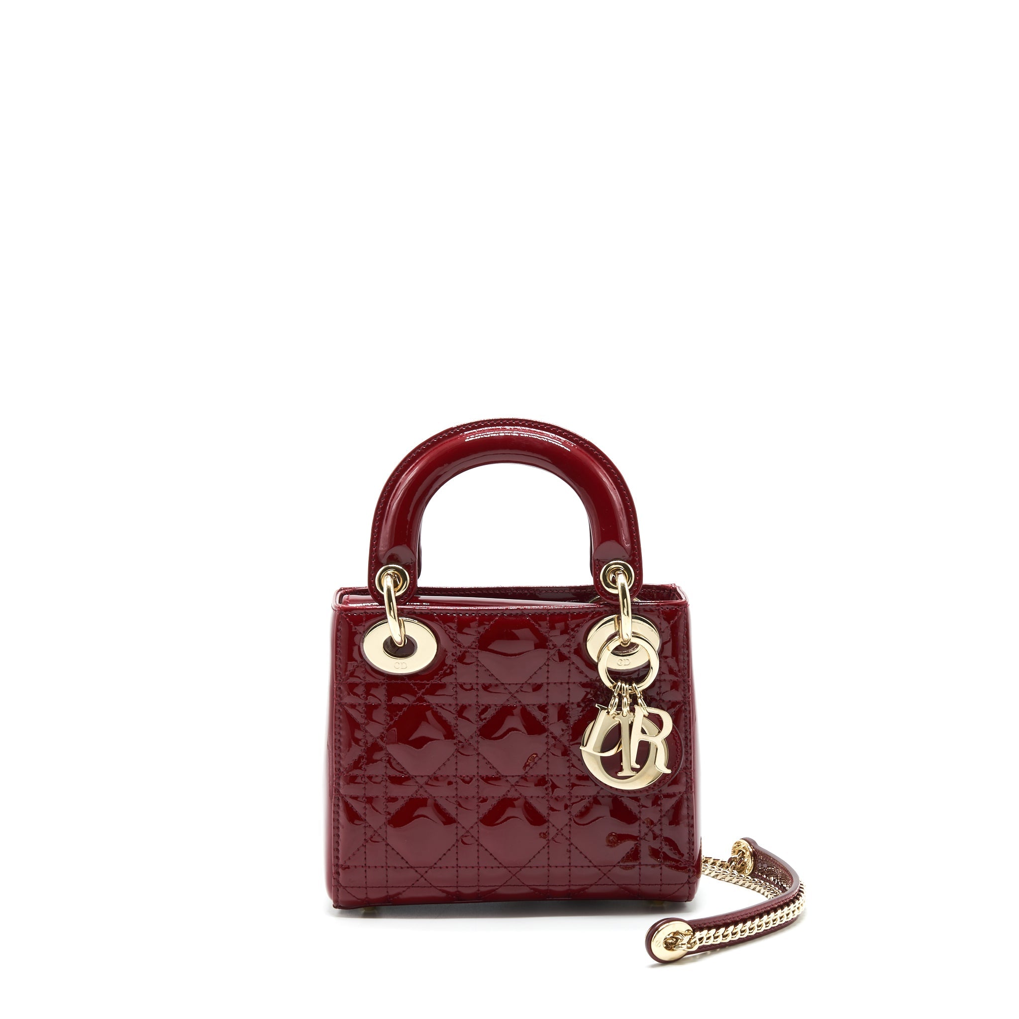 DIOR LADY DIOR MINI PATENT RED LGHW