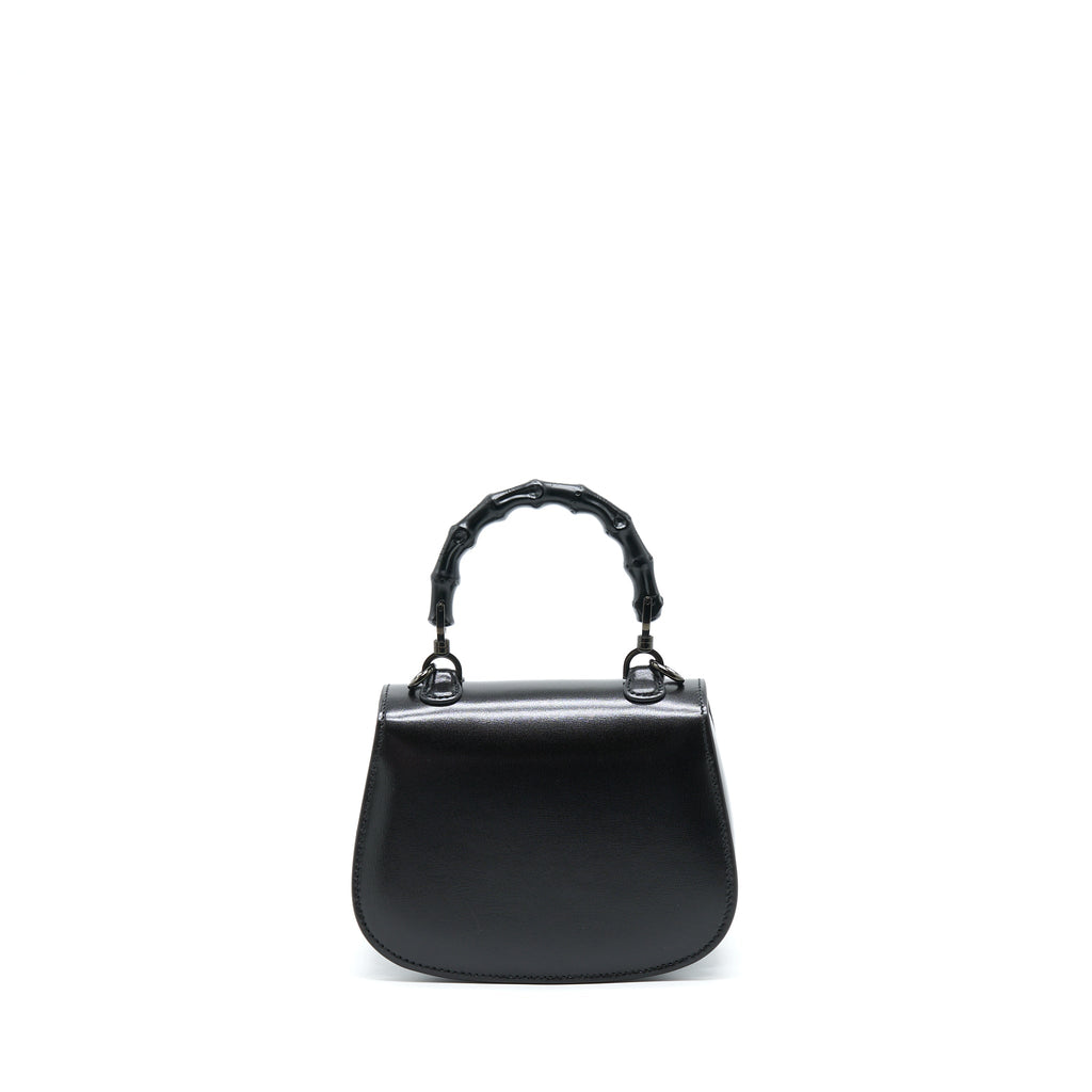 GUCCI BAMBOO 1947 MINI TOP HANDLE BAG BLACK WITH BLACK HARDWARE