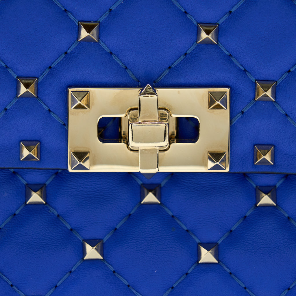 VALENTINO GARAVANI MEDIUM ROCKSTUD SPIKE SHOULDER BAG BLUE