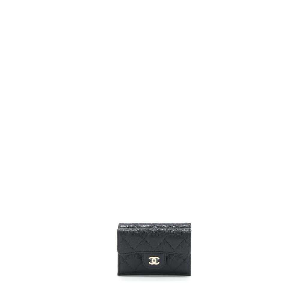 CHANEL SMALL COMPACT WALLET CAVIAR BLACK LGHW