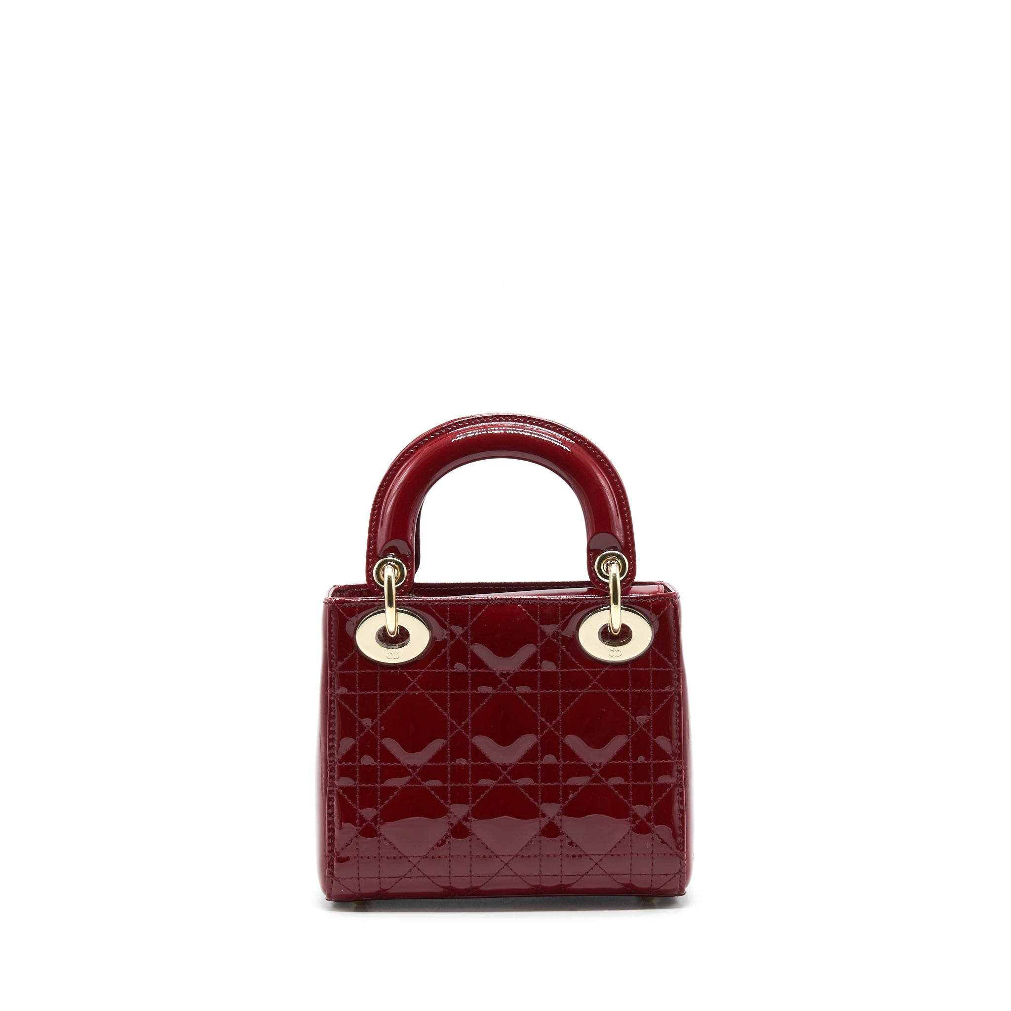 DIOR LADY DIOR MINI PATENT RED LGHW