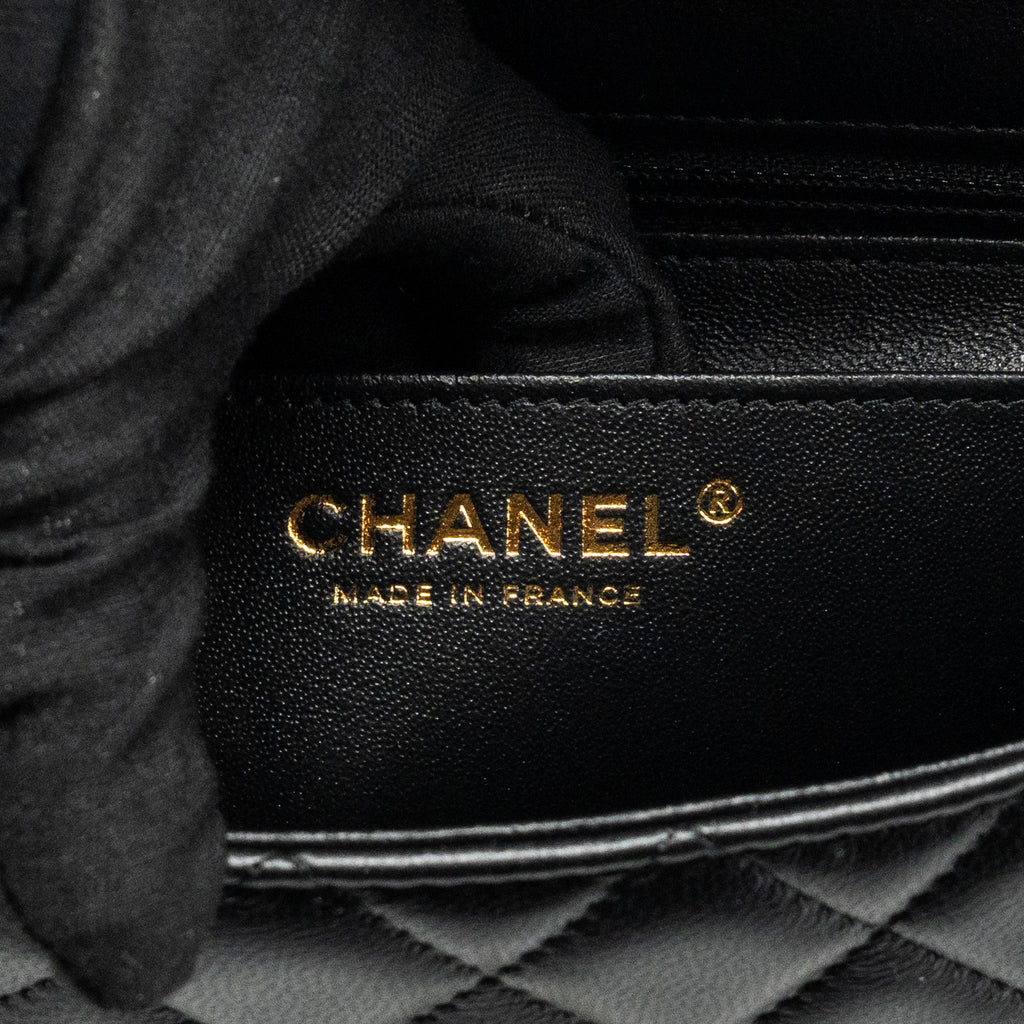 CHANEL MINI RECTANGULAR FLAP BAG LAMBSKIN BLACK LGHW (MICROCHIP)