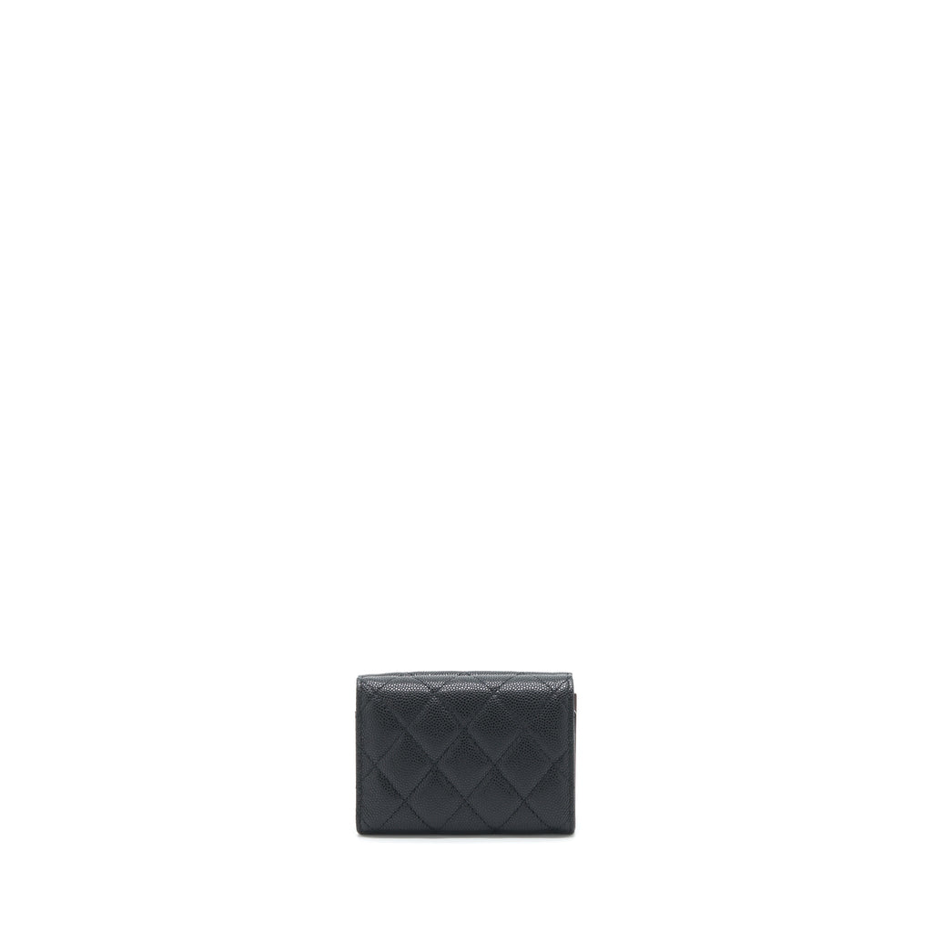 CHANEL SMALL COMPACT WALLET CAVIAR BLACK LGHW