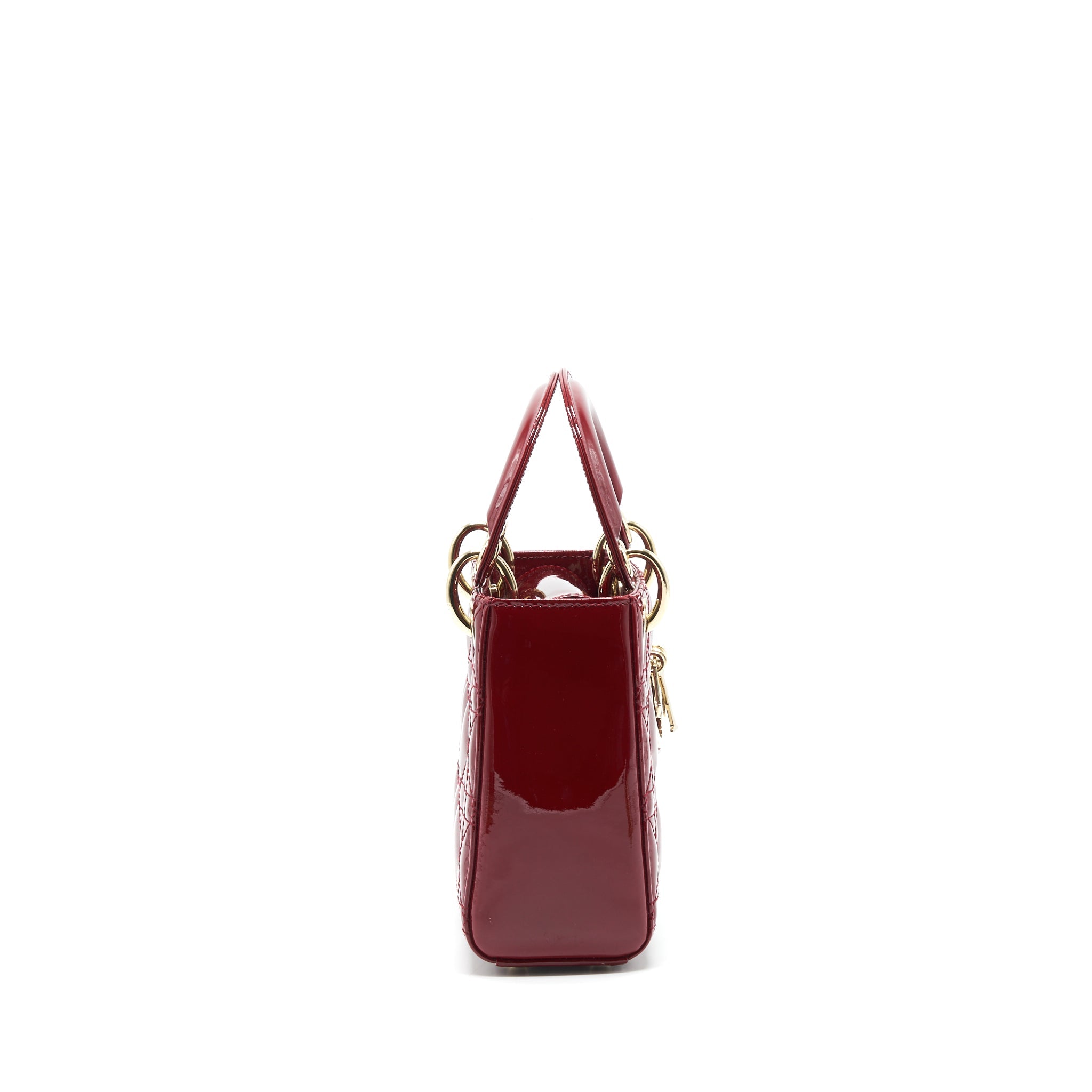 DIOR LADY DIOR MINI PATENT RED LGHW