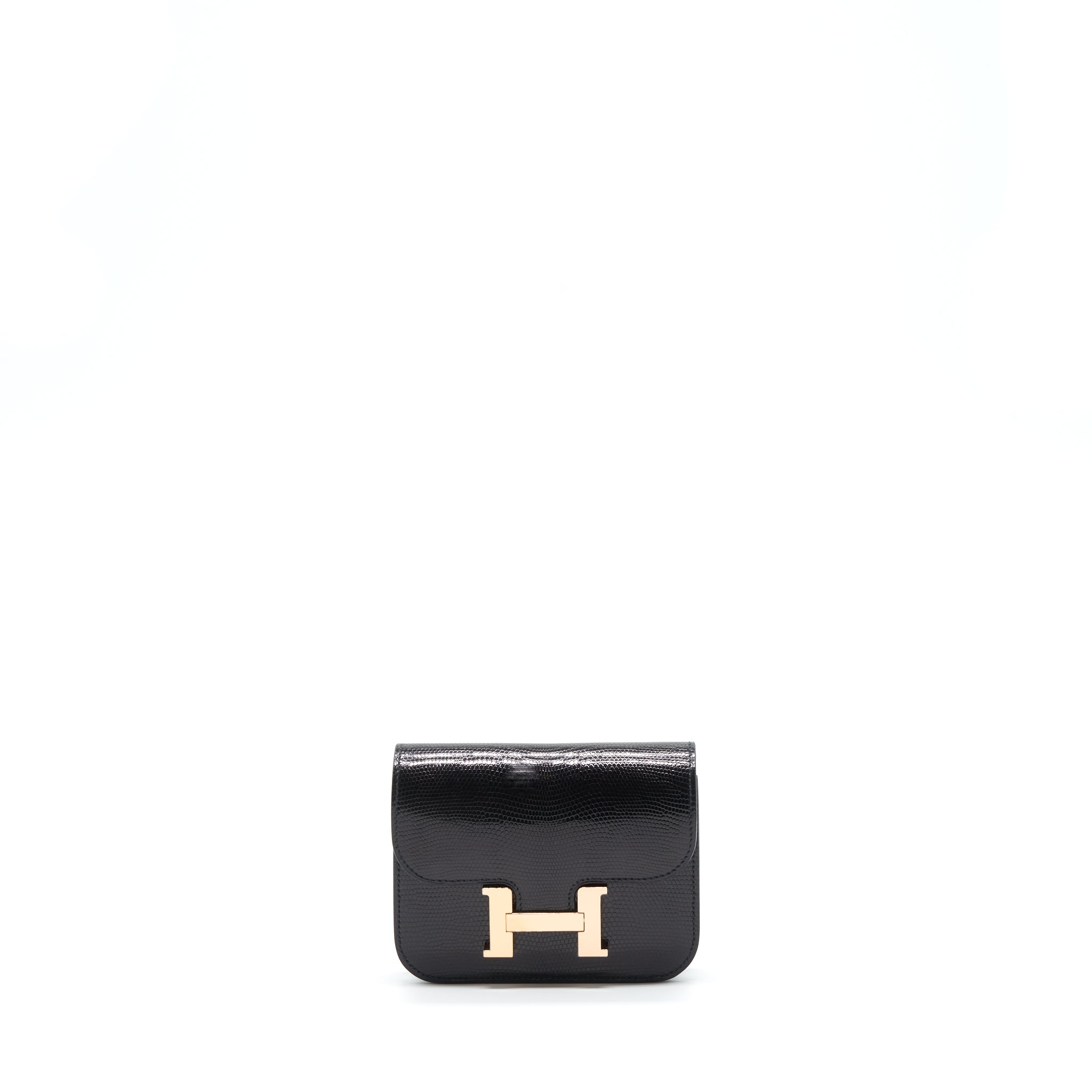 HERMES CONSTANCE SLIM LIZARD LEATHER BLACK WITH RGHW