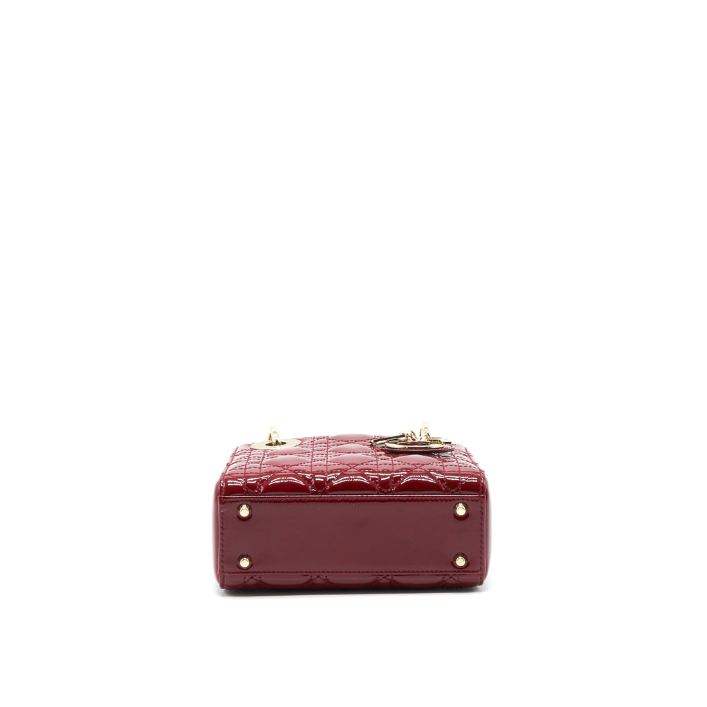 DIOR LADY DIOR MINI PATENT RED LGHW