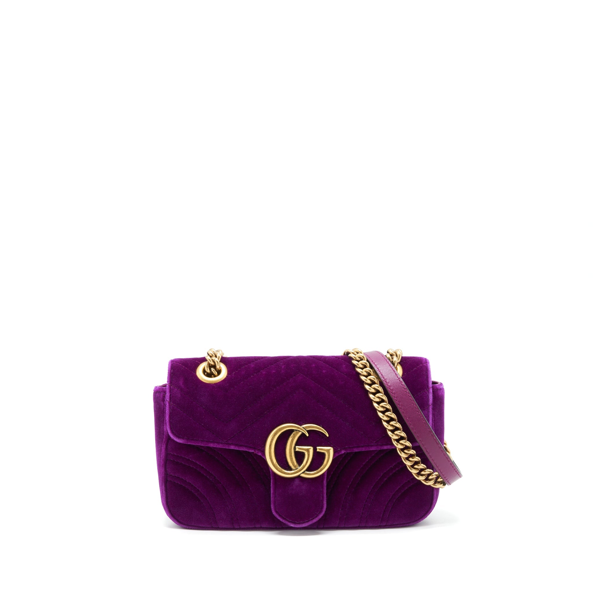 GUCCI MINI MARMONT BAG VELVET PURPLE GHW