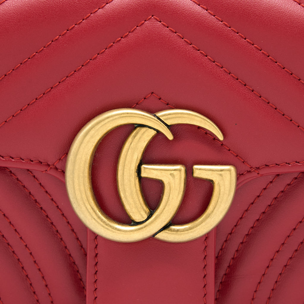 GUCCI MINI GG MARMONT BAG CALFSKIN RED BRUSHED GHW