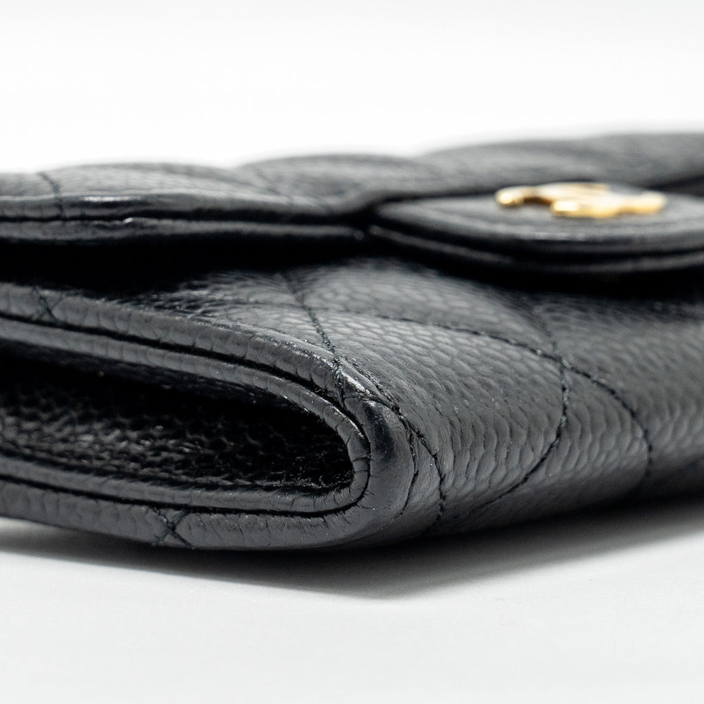 CHANEL CLASSIC FLAP CARD HOLDER CAVIAR BLACK GHW (MICROCHIP)