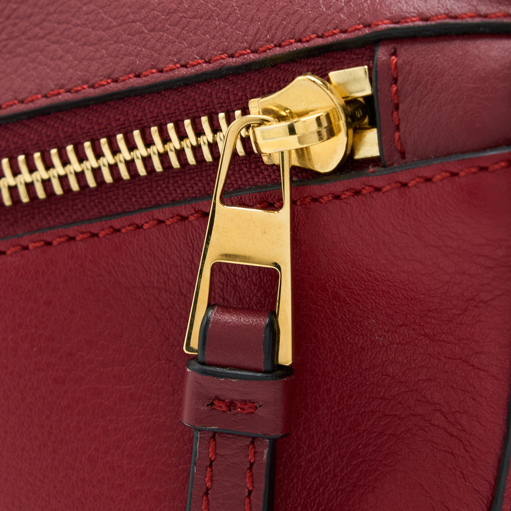 LOEWE SMALL PUZZLE BAG CALFSKIN COLOURBLOCK RED GHW