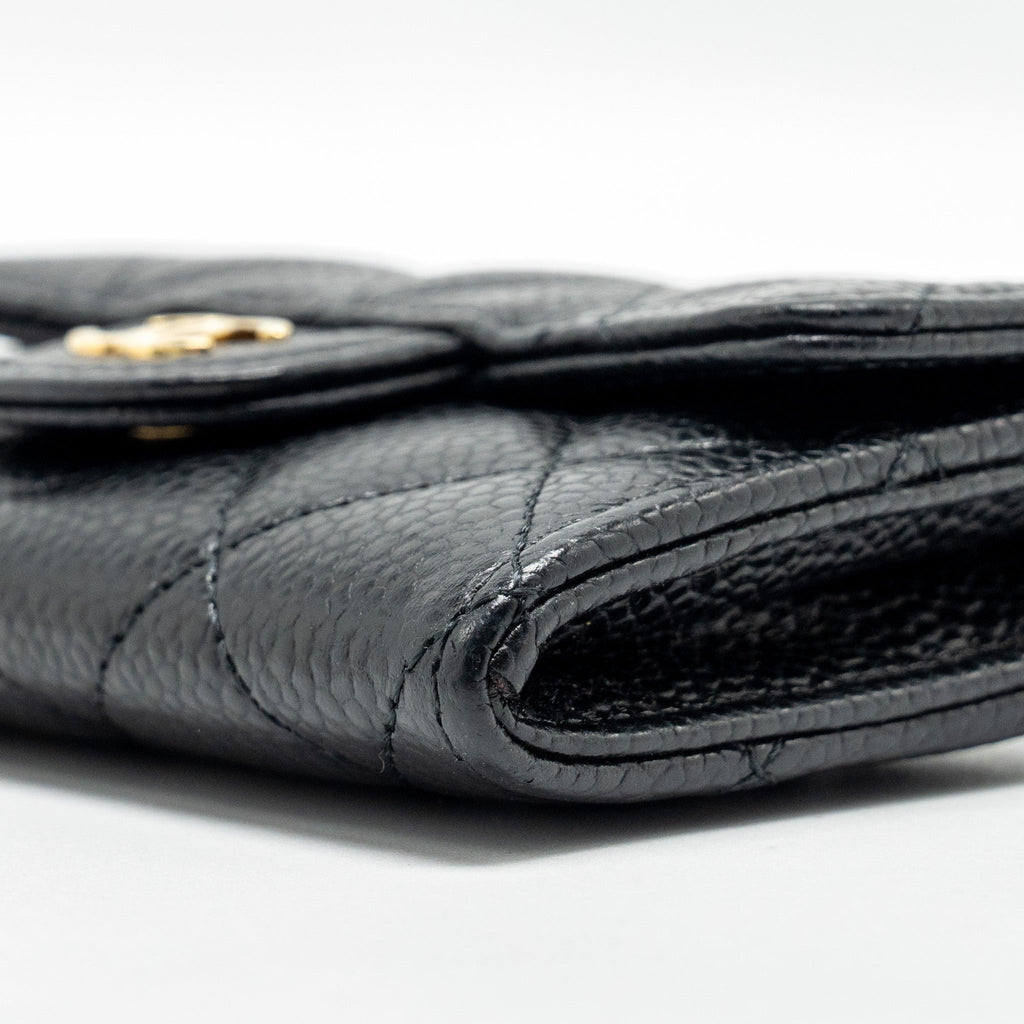 CHANEL CLASSIC FLAP CARD HOLDER CAVIAR BLACK GHW (MICROCHIP)