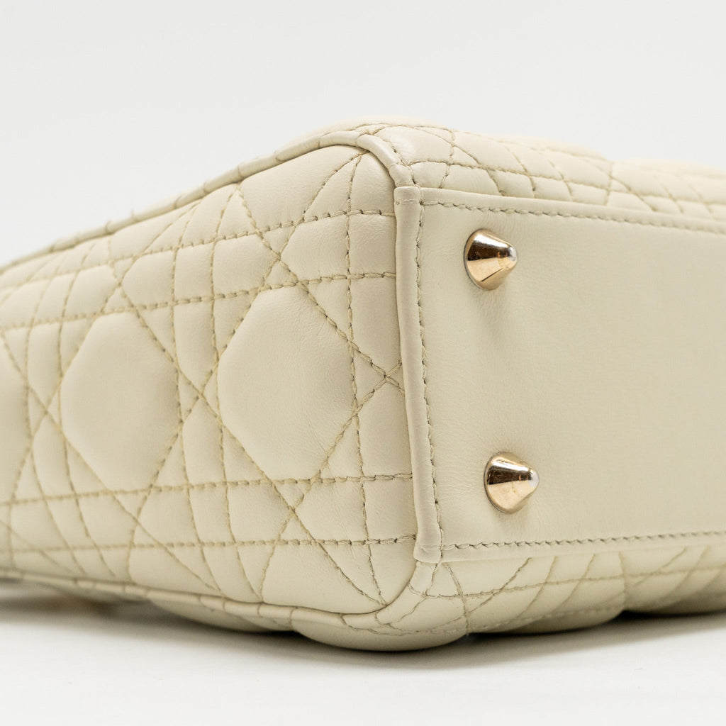 DIOR SMALL LADY DIOR LAMBSKIN WHITE LGHW