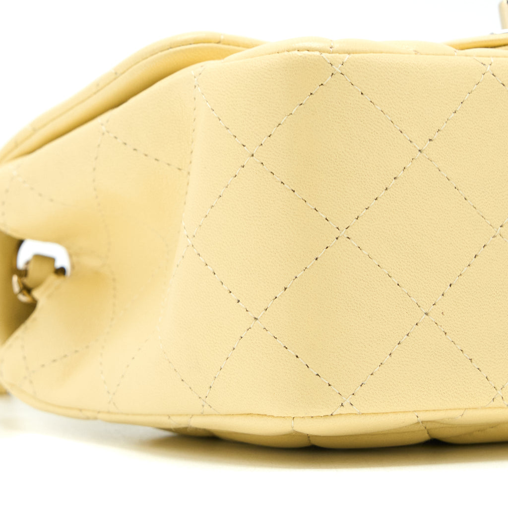 CHANEL MINI SQUARE FLAP BAG LAMBSKIN LIGHT YELLOW LGHW