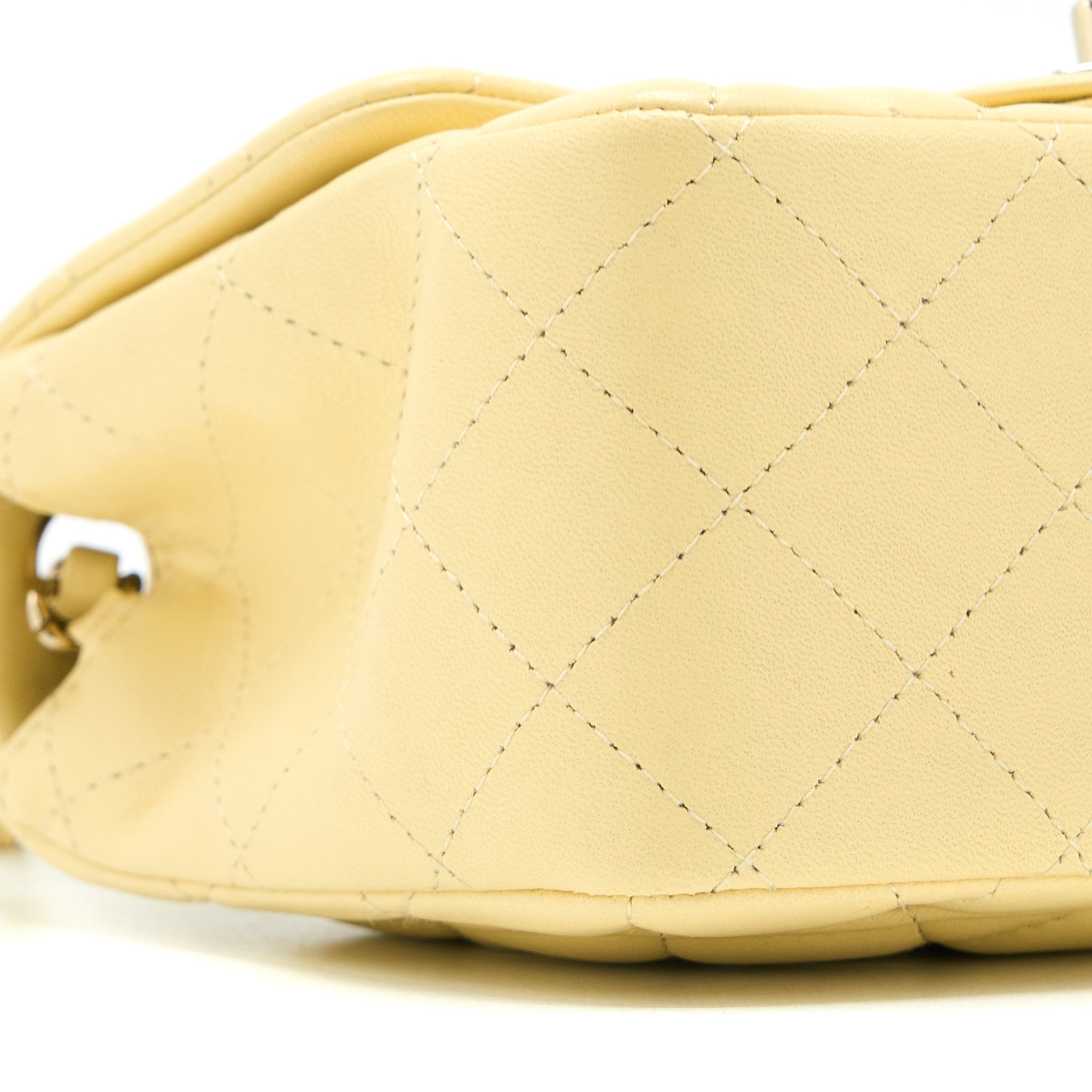 CHANEL MINI SQUARE FLAP BAG LAMBSKIN LIGHT YELLOW LGHW