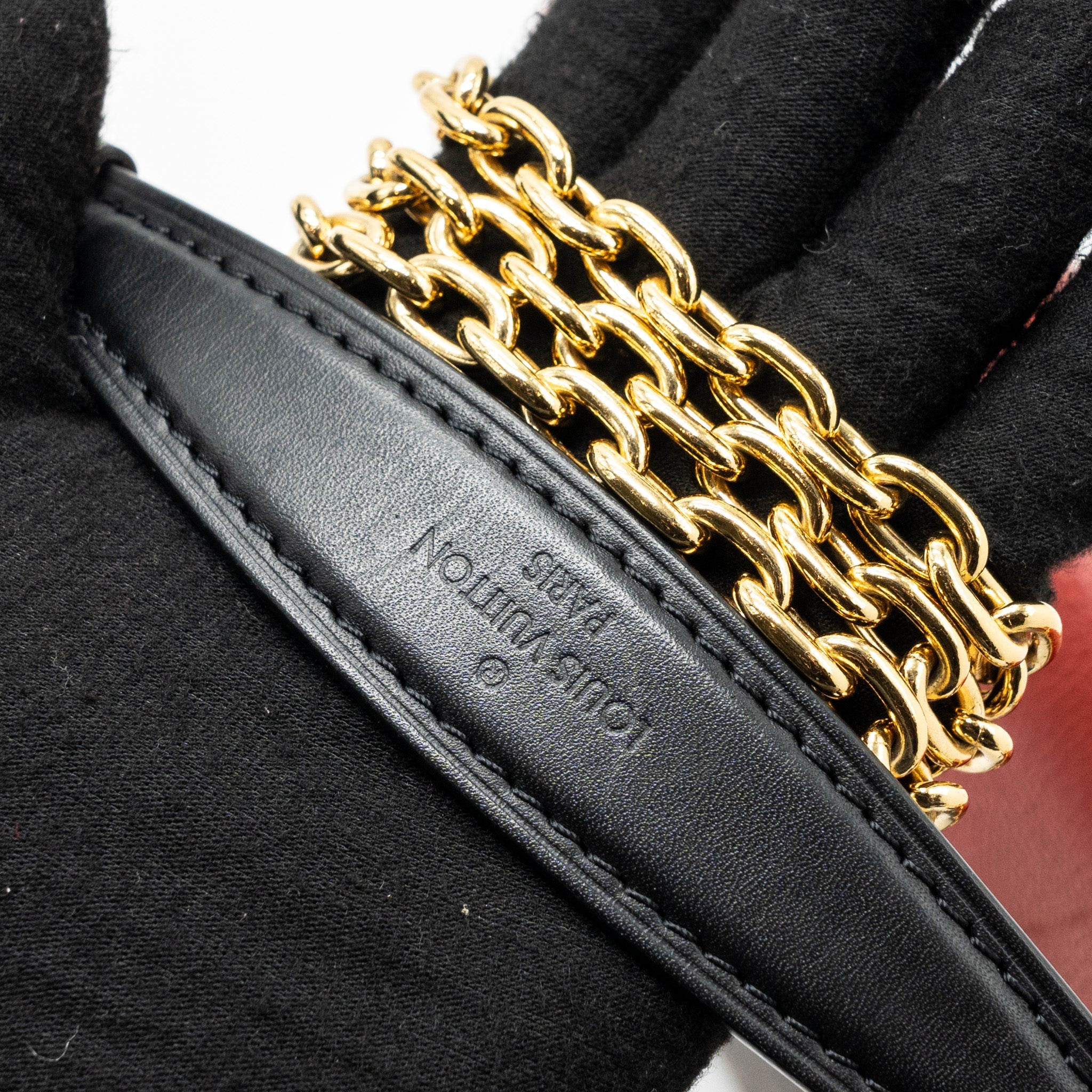 LOUIS VUITTON PALLAS CHAIN BAG MONOGRAM CANVAS/ LEATHER CERISE GHW
