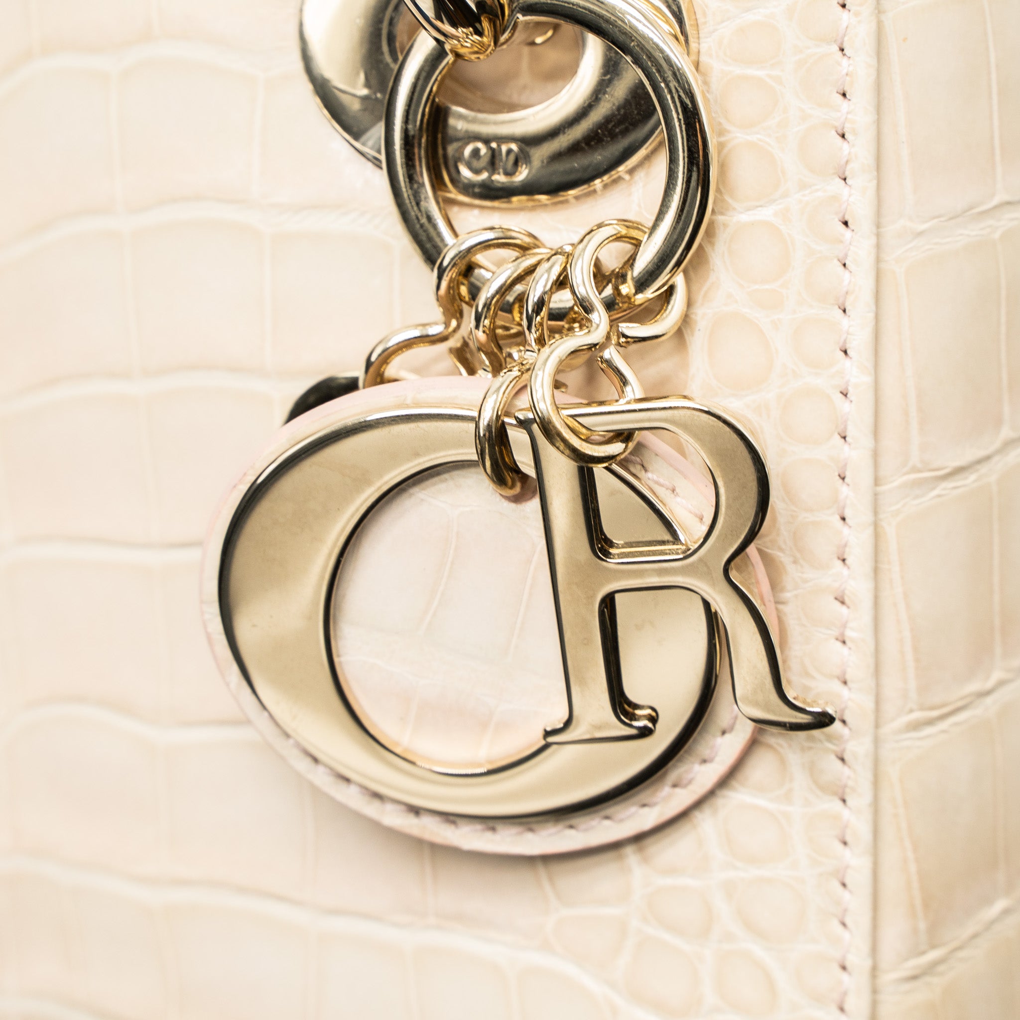 DIOR MINI LADY DIOR ALLIGATOR MISSISSIPPIENSIS LIGHT PINK LGHW