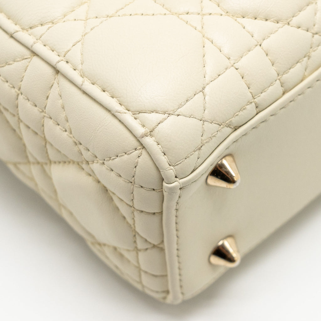 DIOR SMALL LADY DIOR LAMBSKIN WHITE LGHW