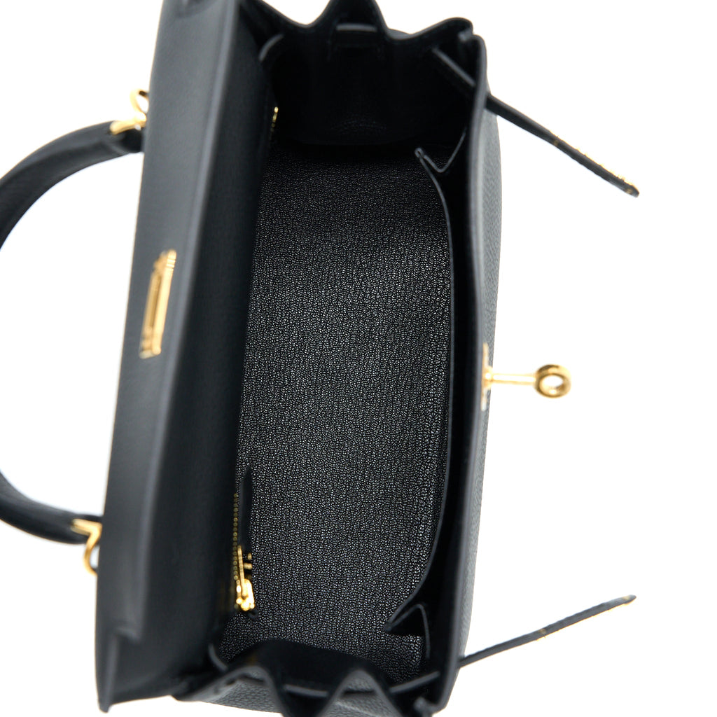 HERMES KELLY 25 TOGO BLACK GHW