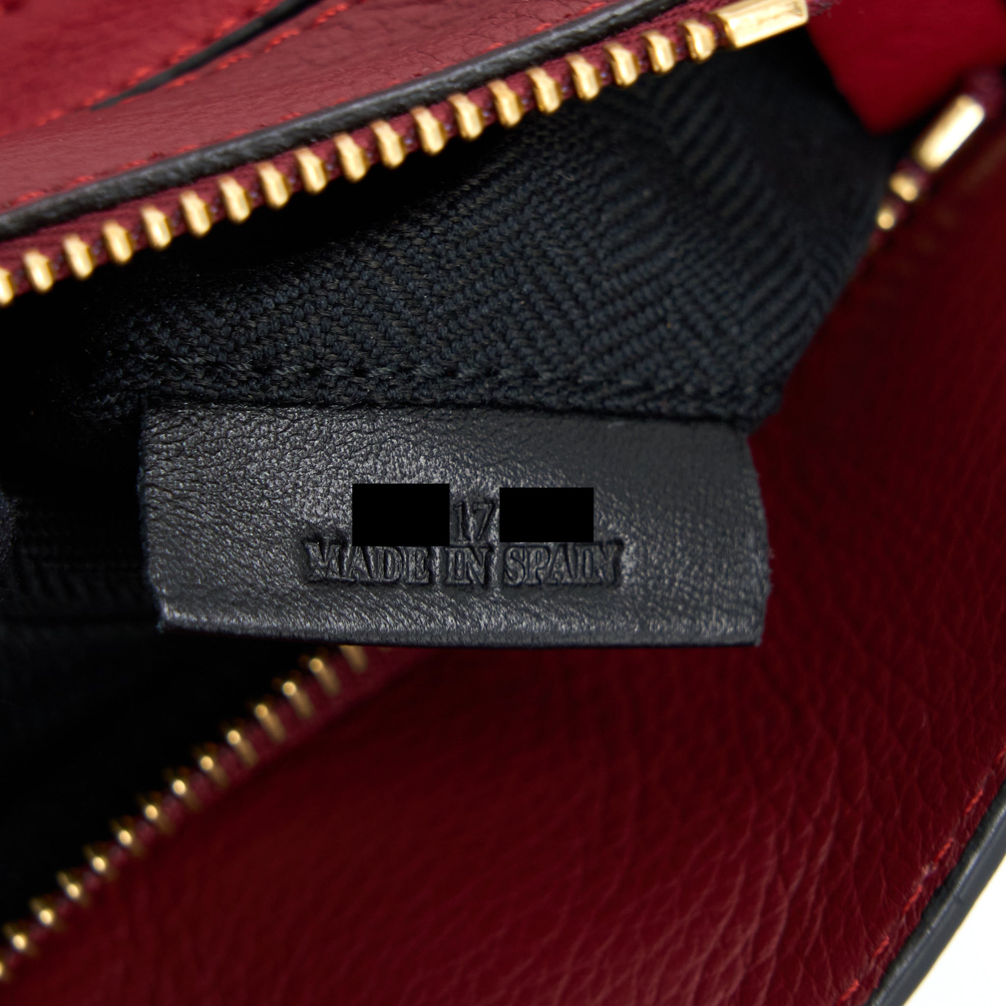 LOEWE SMALL PUZZLE BAG CALFSKIN COLOURBLOCK RED GHW