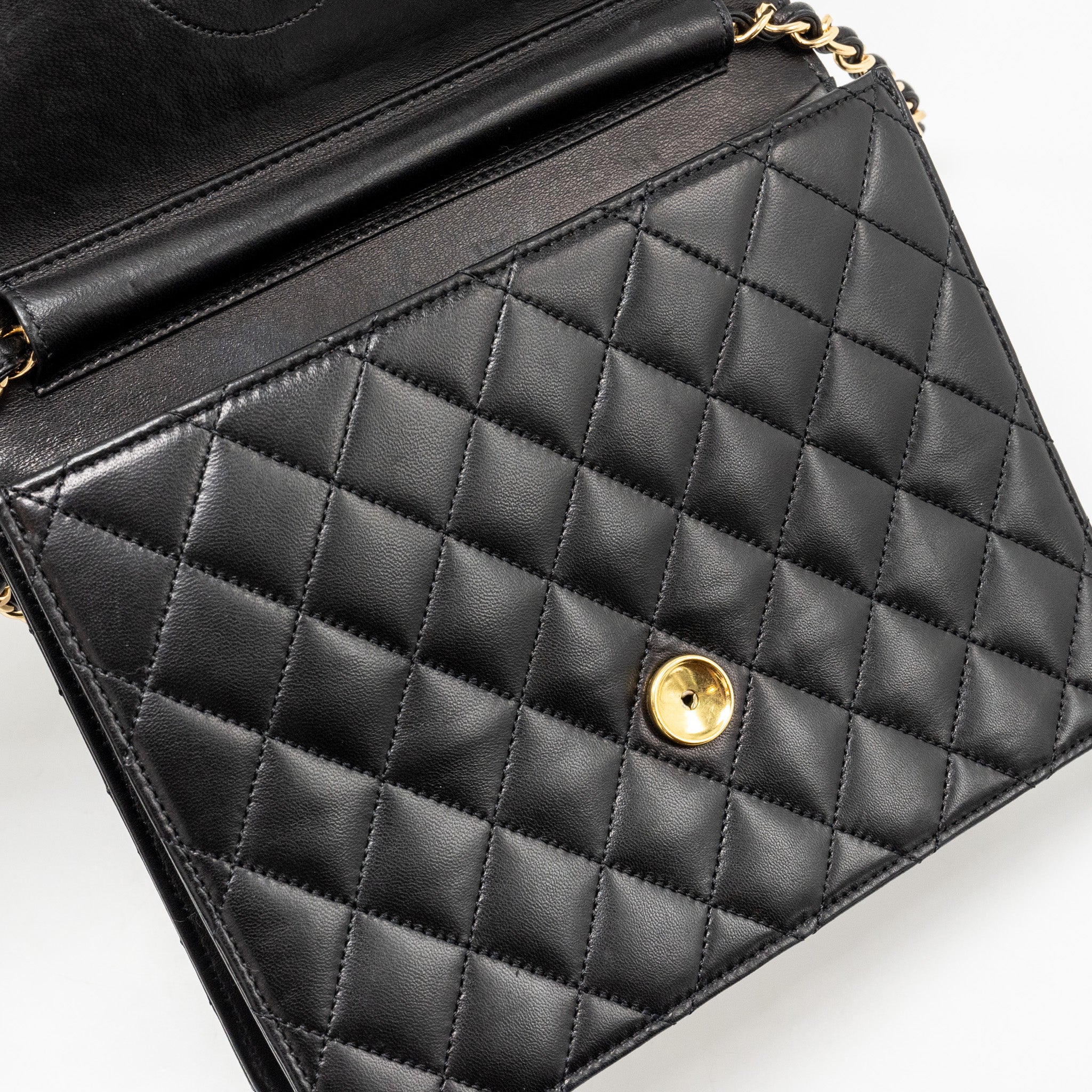 CHANEL VINTAGE SQUARE FLAP CHAIN BAG LAMBSKIN BLACK GHW