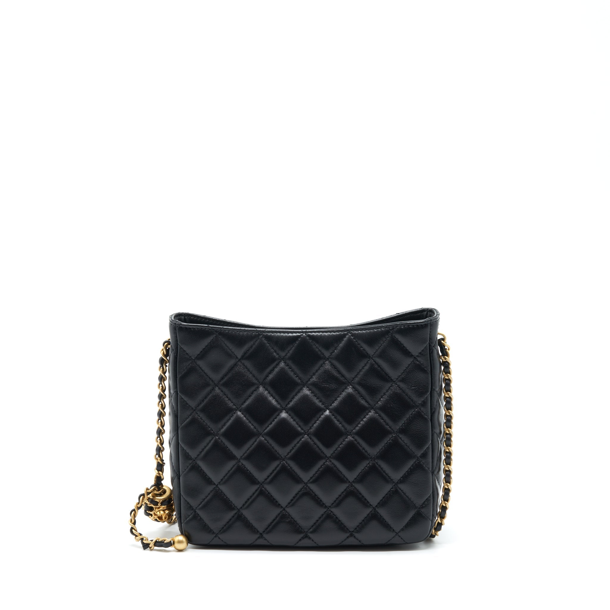 CHANEL 22S PEARL CRUSH HOBO BAG LAMBSKIN BLACK GHW