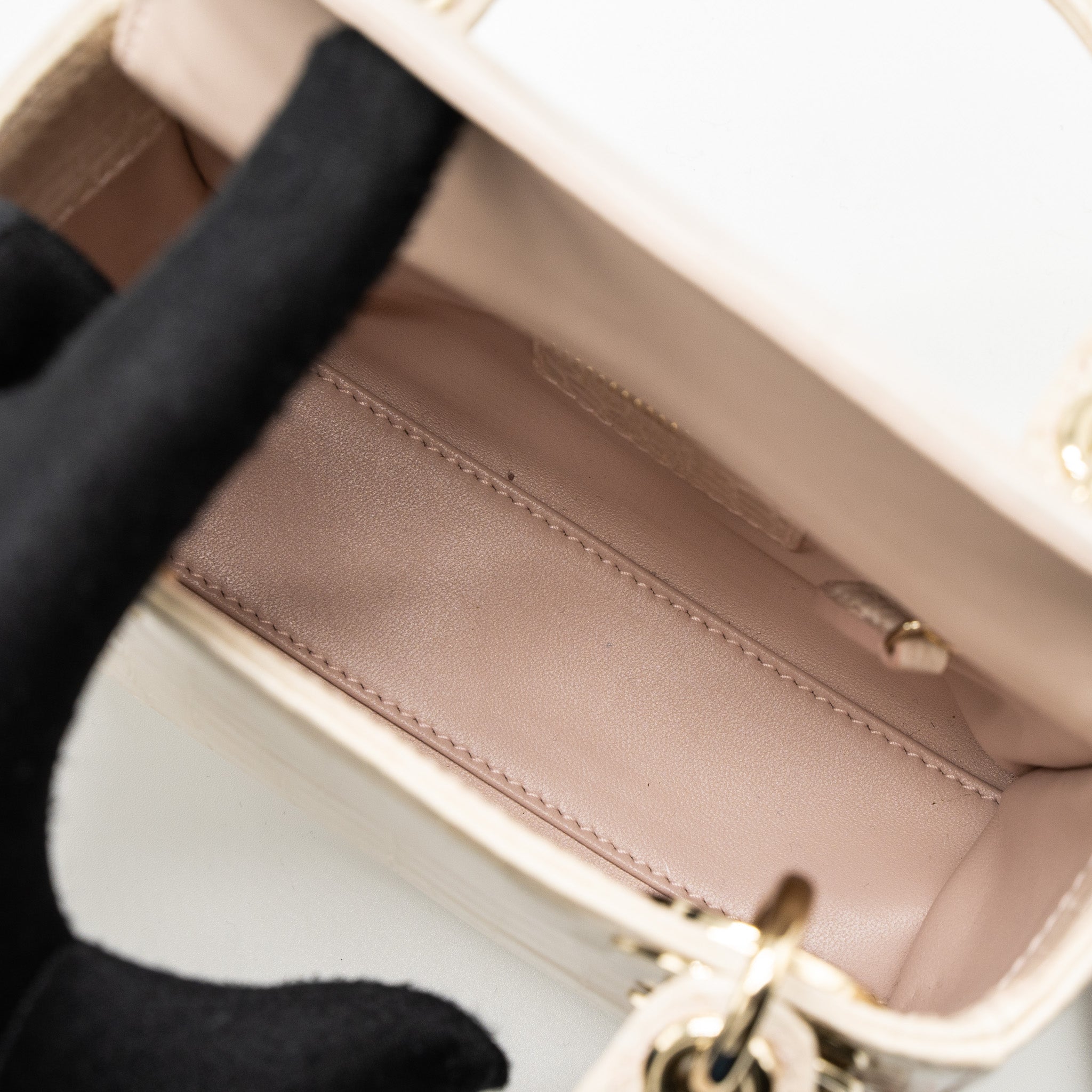 DIOR MINI LADY DIOR ALLIGATOR MISSISSIPPIENSIS LIGHT PINK LGHW