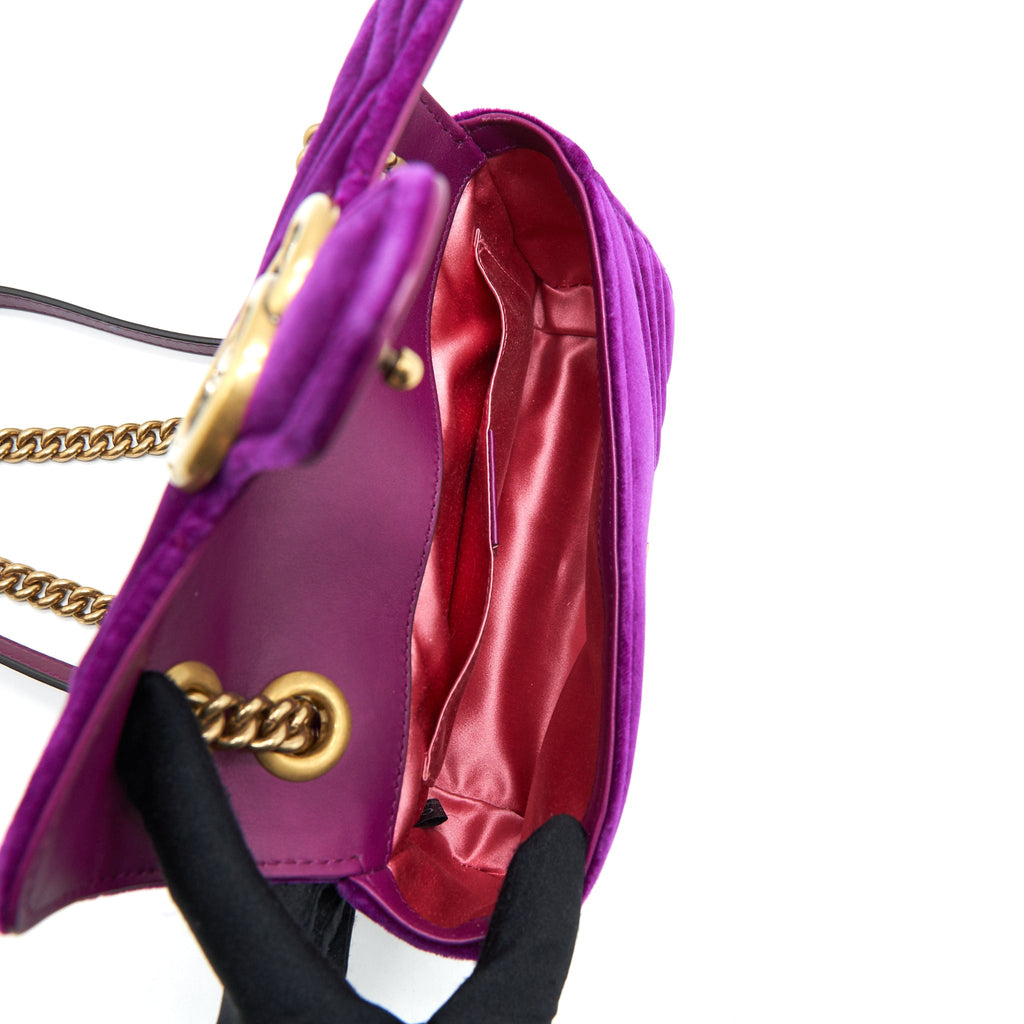 GUCCI MINI MARMONT BAG VELVET PURPLE GHW