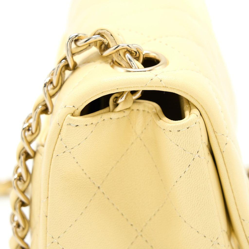 CHANEL MINI SQUARE FLAP BAG LAMBSKIN LIGHT YELLOW LGHW