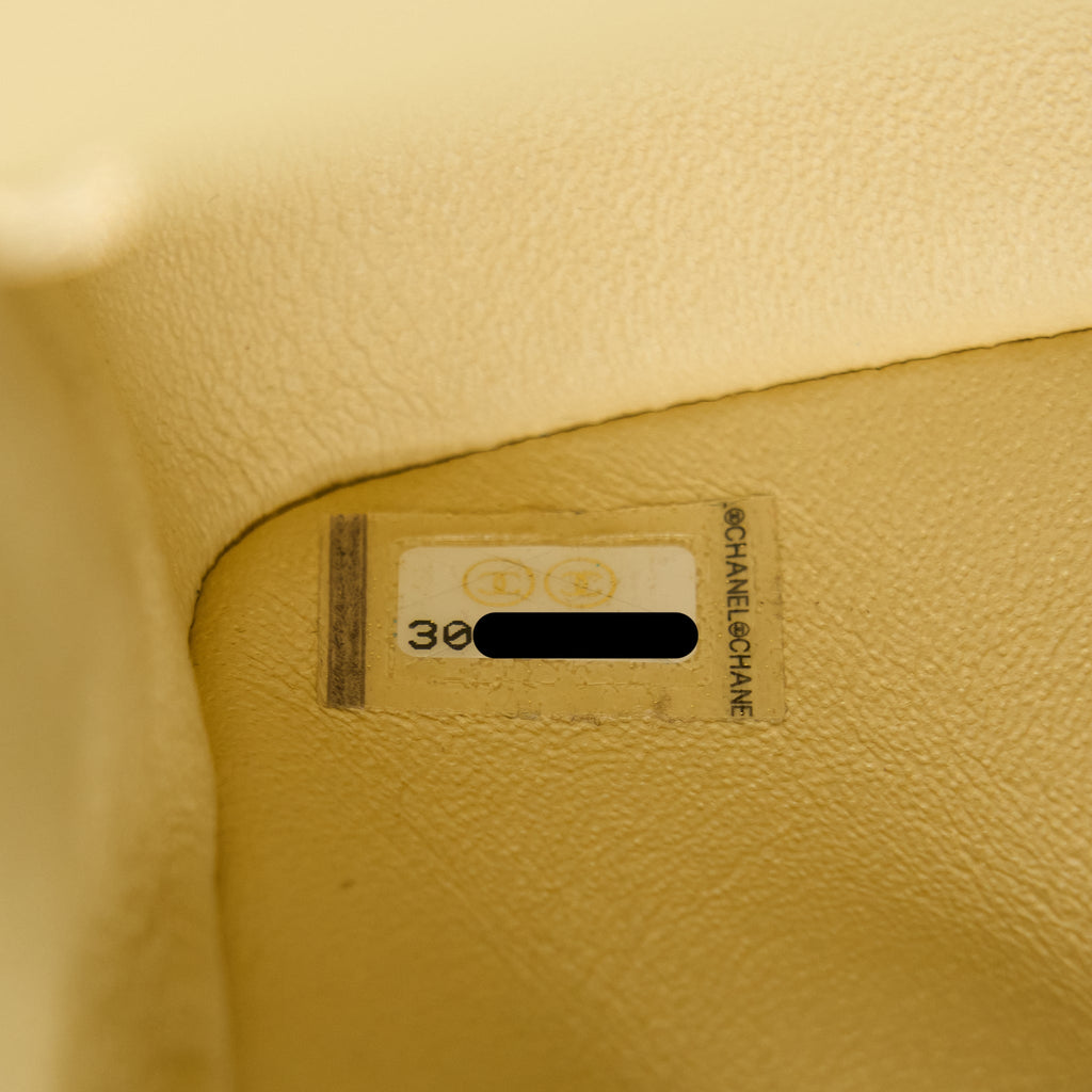 CHANEL MINI SQUARE FLAP BAG LAMBSKIN LIGHT YELLOW LGHW