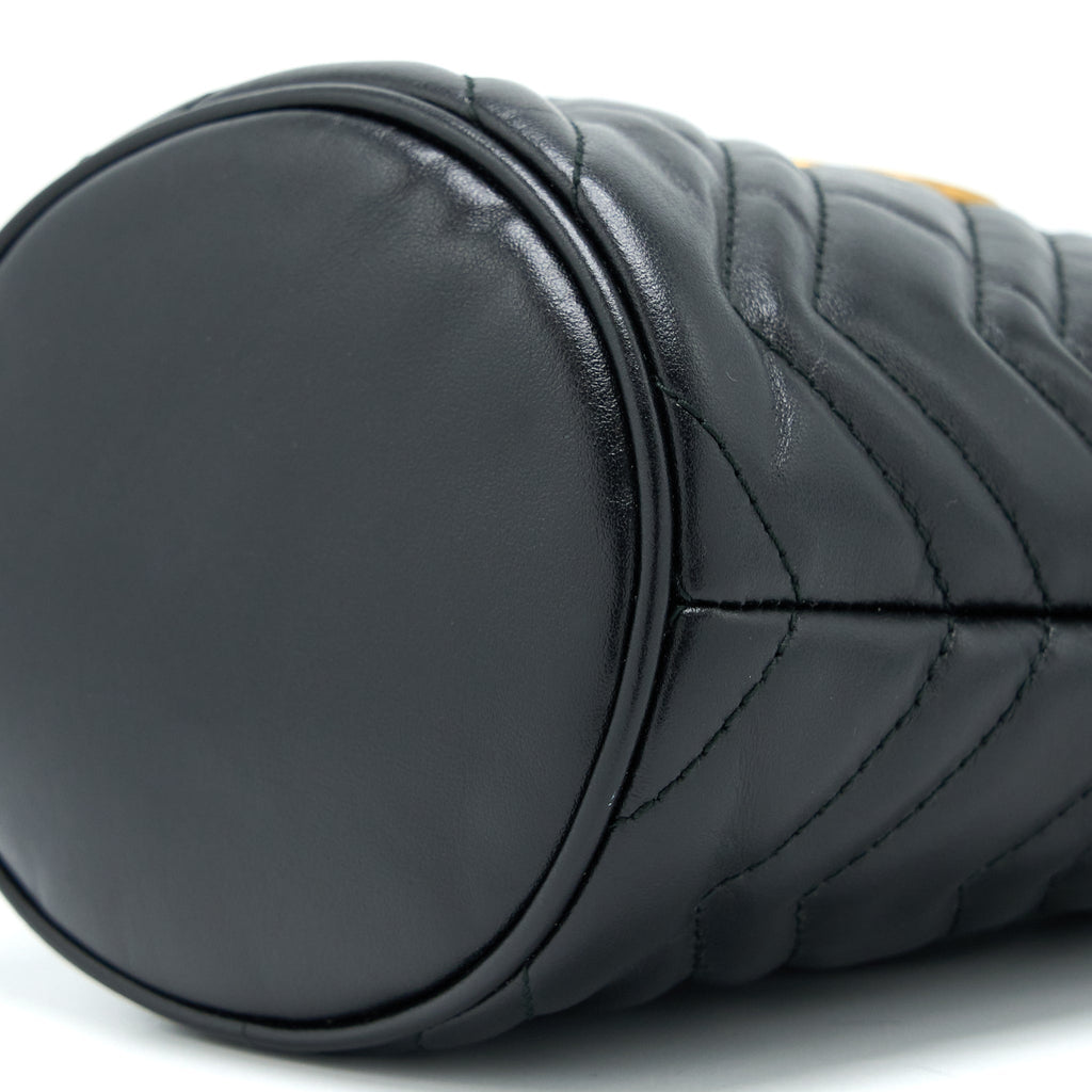 GUCCI GG MARMONT MINI BUCKET BLACK GHW