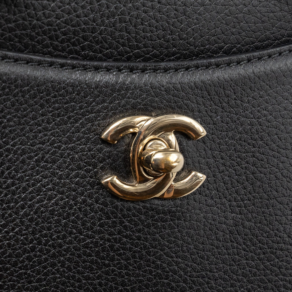 CHANEL TOP HANDLE SMALL TOTE BAG GRAINED CALFSKIN BLACK LGHW