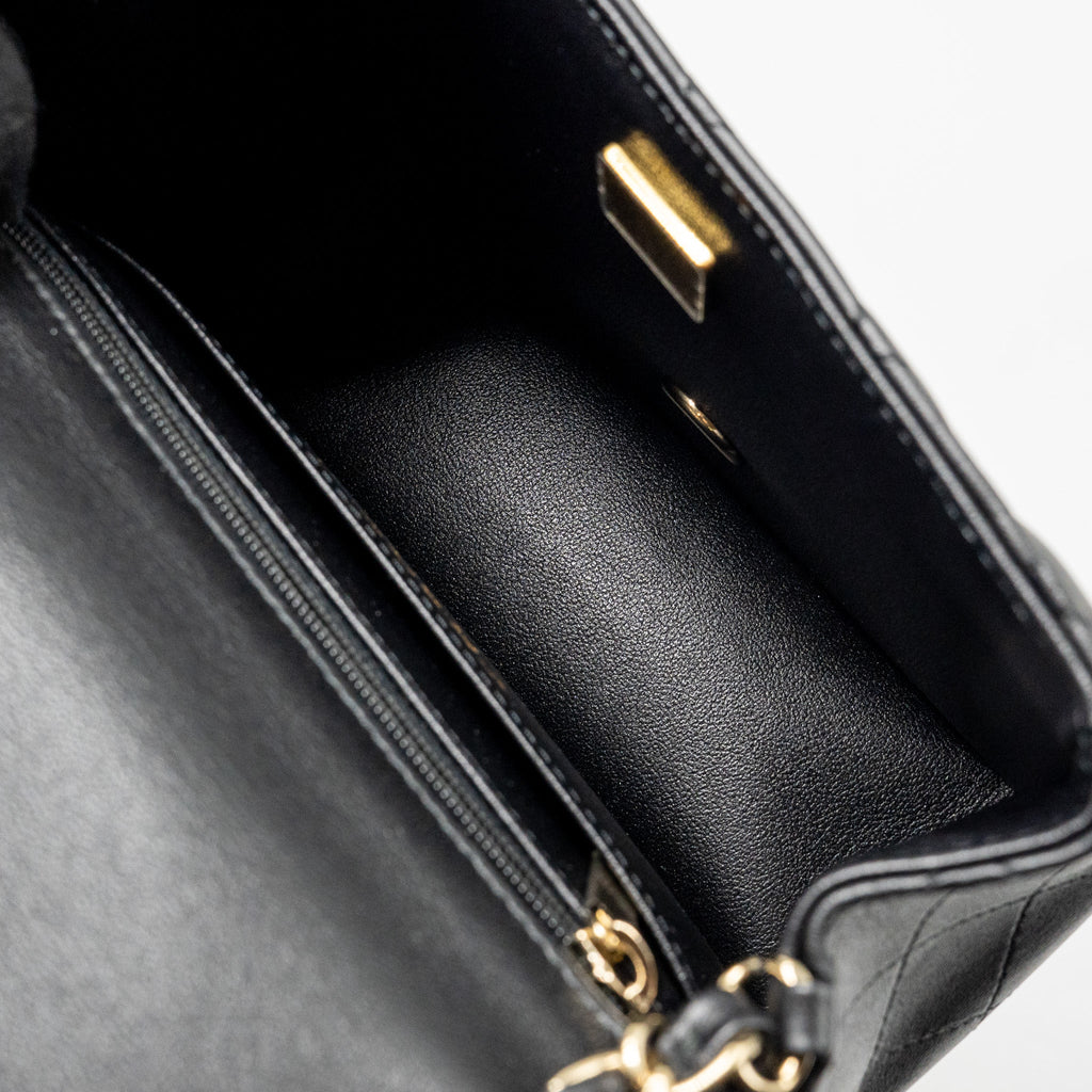 CHANEL CLASSIC MINI SQUARE FLAP BAG LAMBSKIN BLACK LGHW (MICROCHIP)