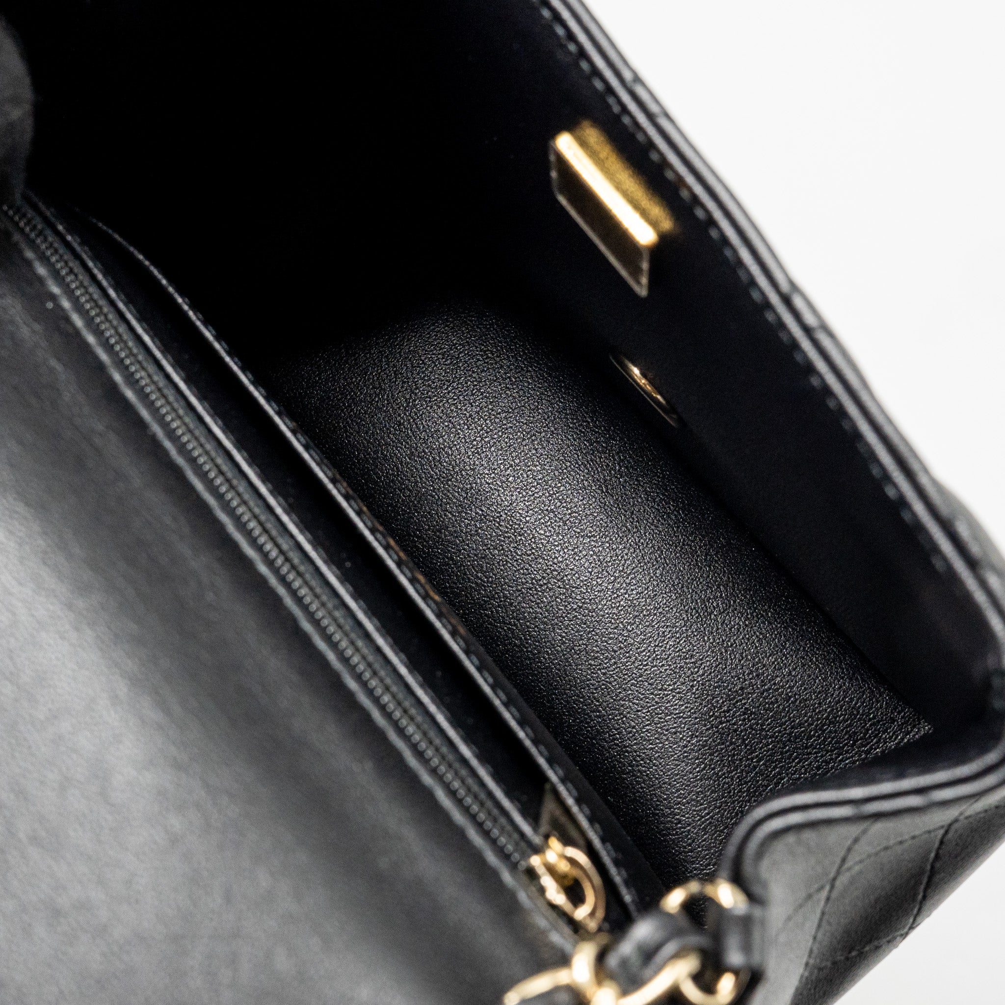 CHANEL CLASSIC MINI SQUARE FLAP BAG LAMBSKIN BLACK LGHW (MICROCHIP)