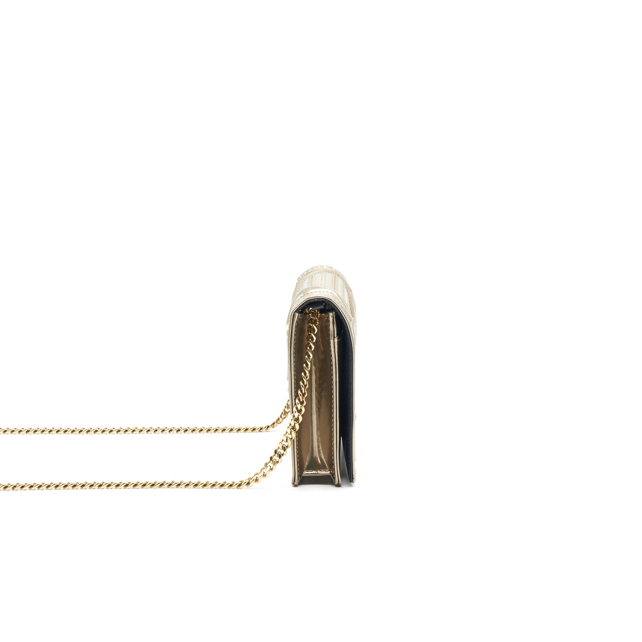 DIOR DIORAMA WALLET ON CHAIN METALLIC GOLD WITH GHW