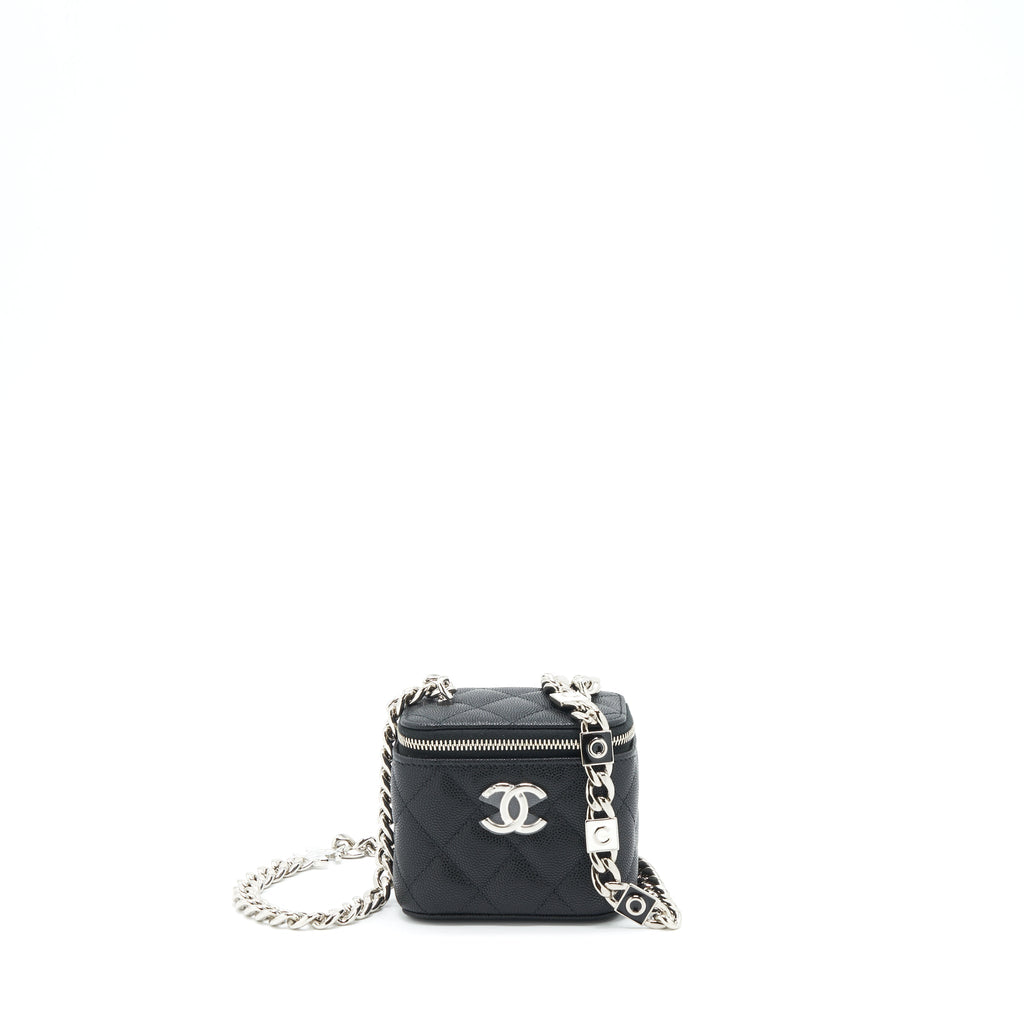CHANEL 22S MINI VANITY WITH GIANT CHAIN CAVIAR BLACK WITH SHW