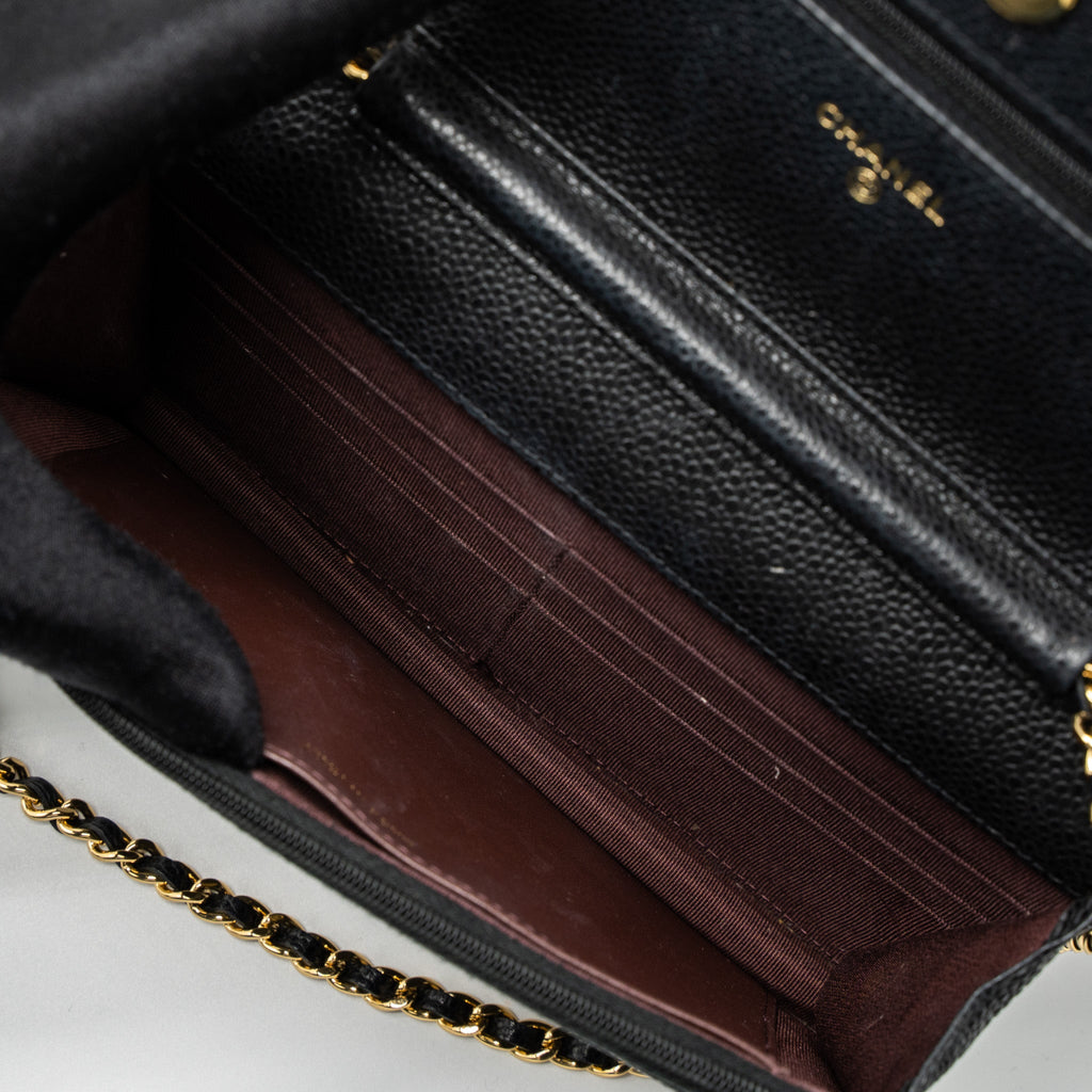 CHANEL CLASSIC WALLET ON CHAIN CAVIAR BLACK GHW