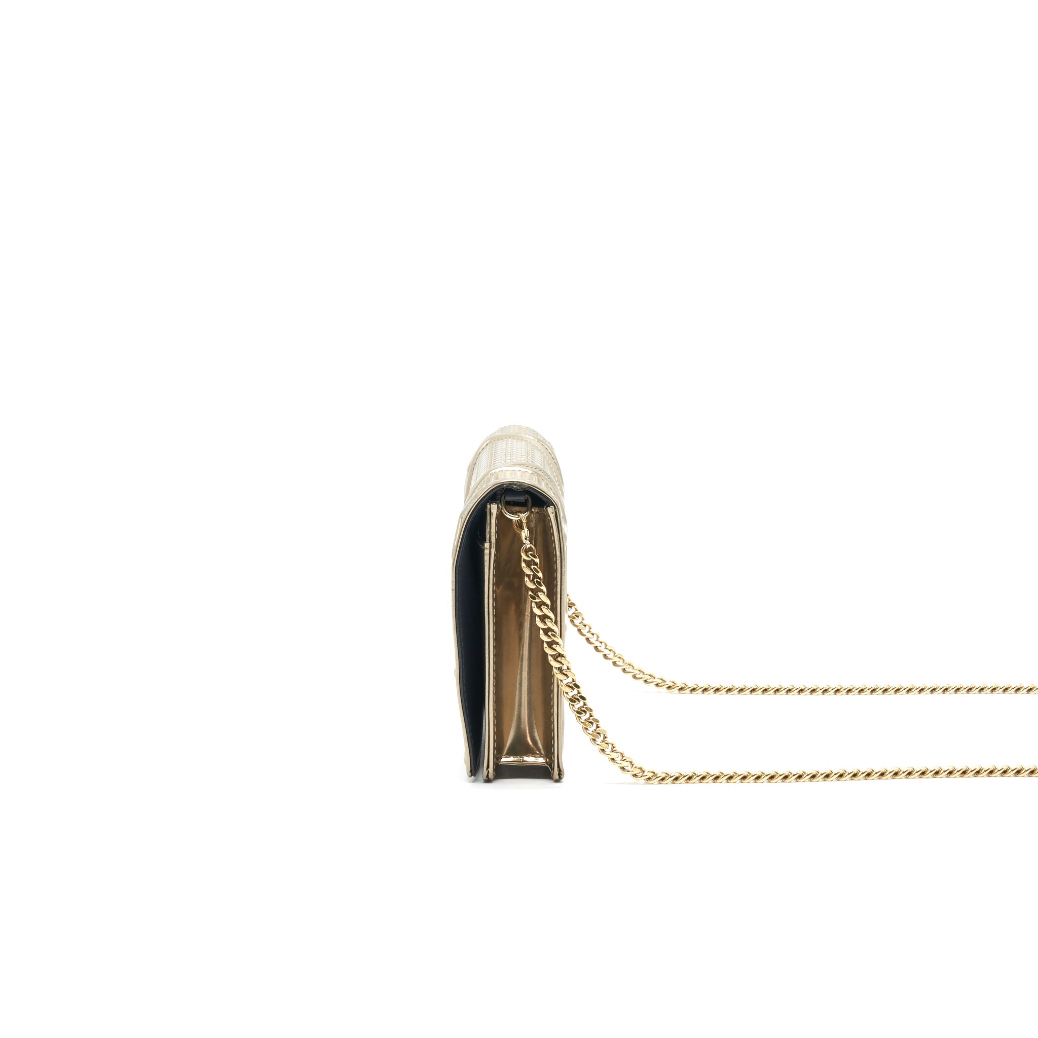 DIOR DIORAMA WALLET ON CHAIN METALLIC GOLD WITH GHW