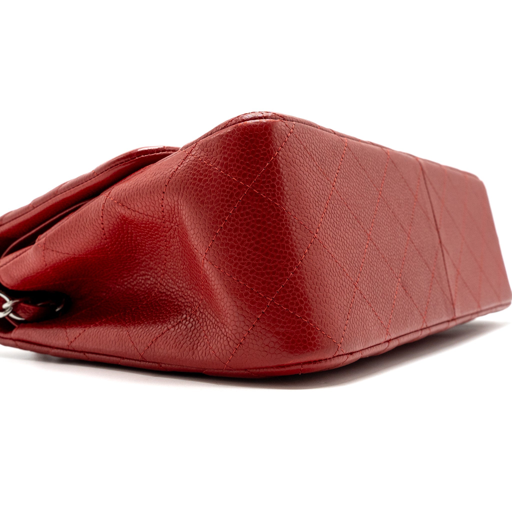 CHANEL CLASSIC JUMBO DOUBLE FLAP BAG CAVIAR RED SHW