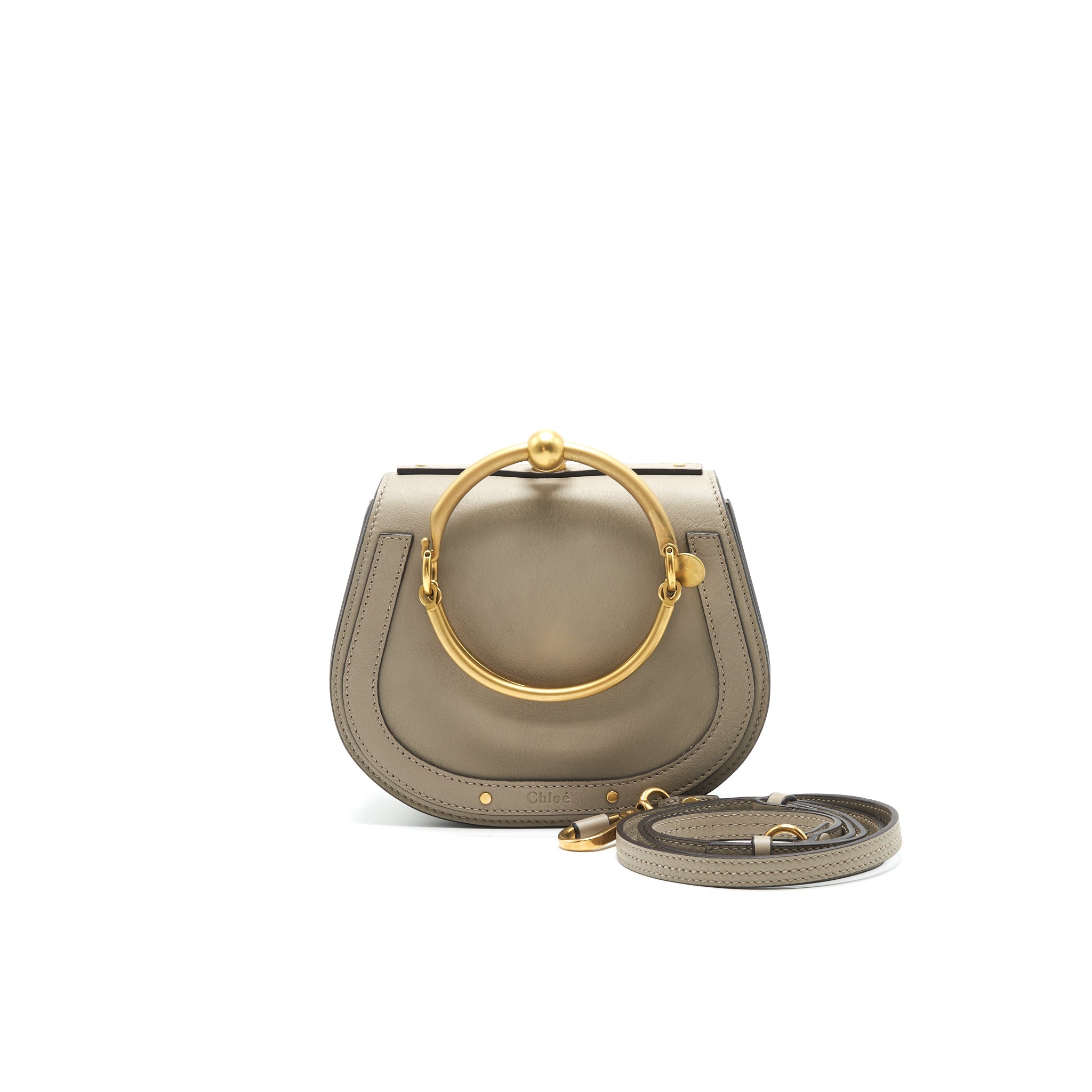 CHLOE NILE SMALL BRACELET BAG LIGHT GREY WIT GHW